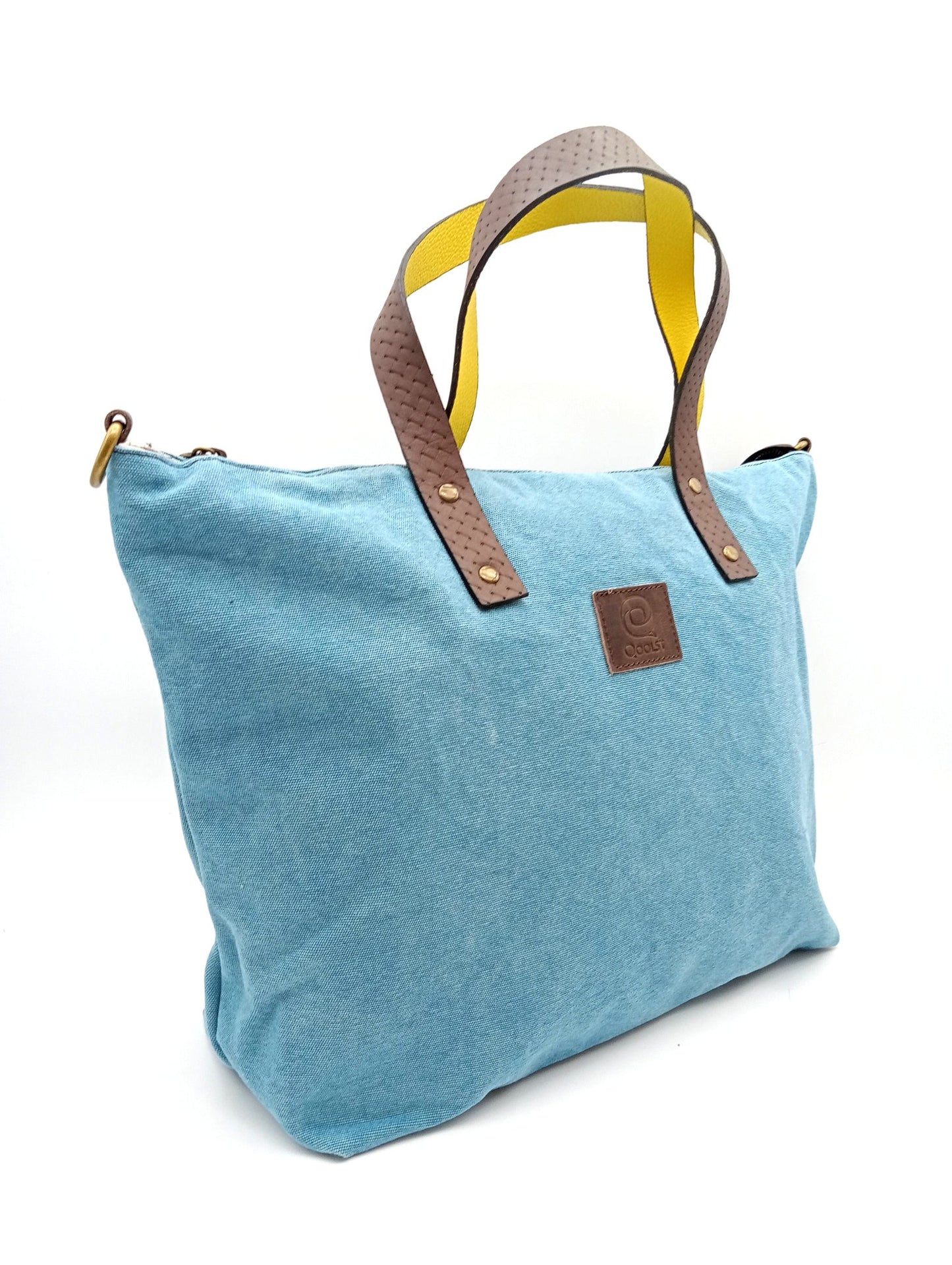 Sac pour femme et homme main et épaule Shopper Trotter cuir et toile de coton Qoolst