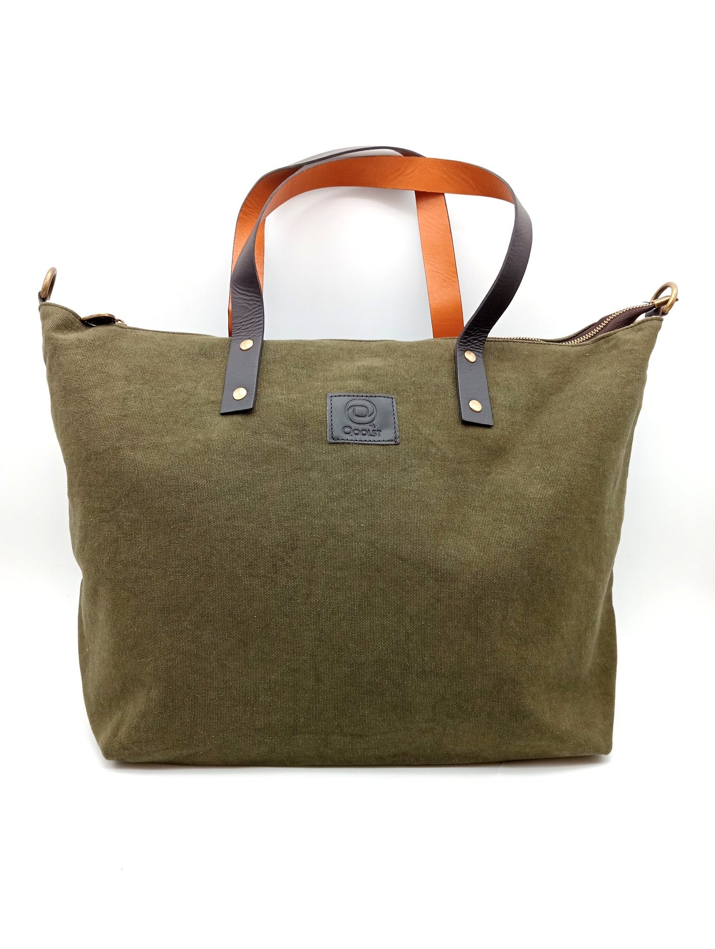 Sac pour femme et homme main et épaule Shopper Trotter cuir et toile de coton Qoolst