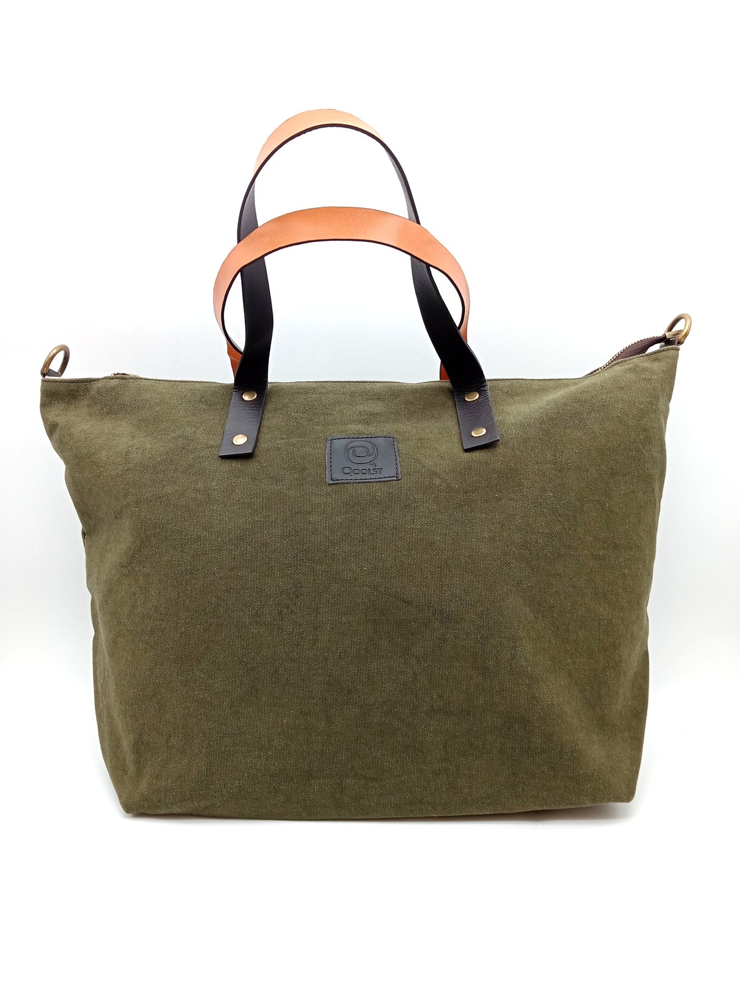 Sac pour femme et homme main et épaule Shopper Trotter cuir et toile de coton Qoolst