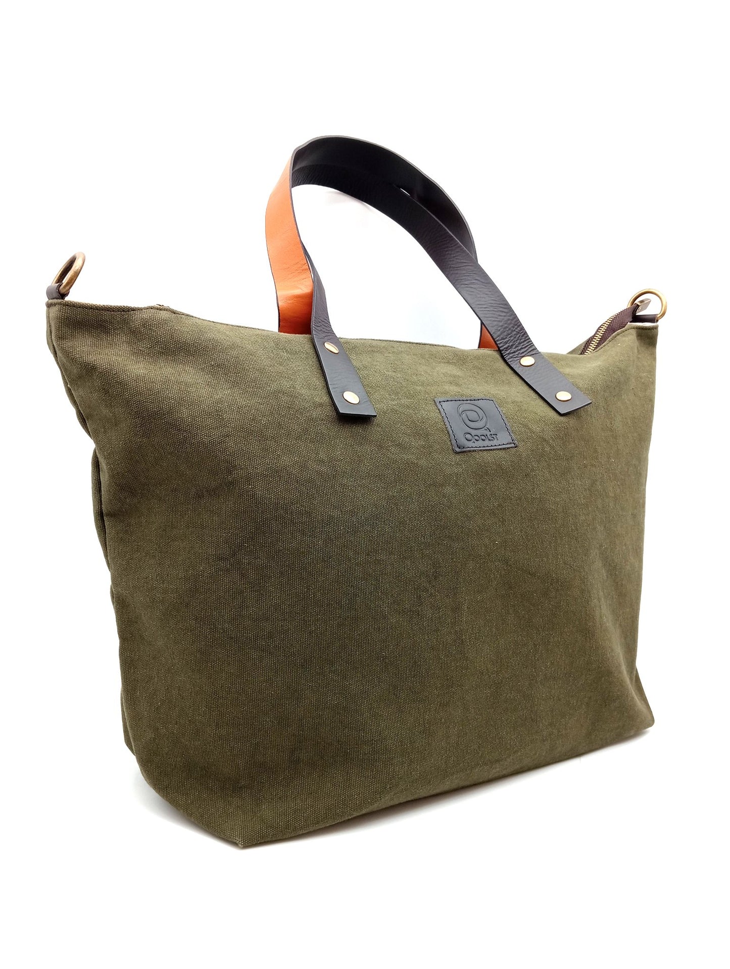 Sac pour femme et homme main et épaule Shopper Trotter cuir et toile de coton Qoolst