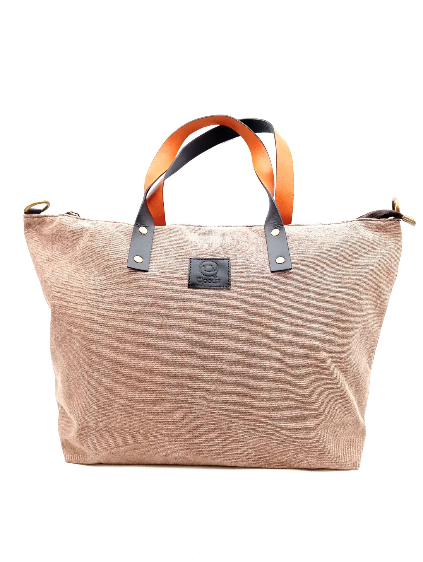 Sac pour femme et homme main et épaule Shopper Trotter cuir et toile de coton Qoolst