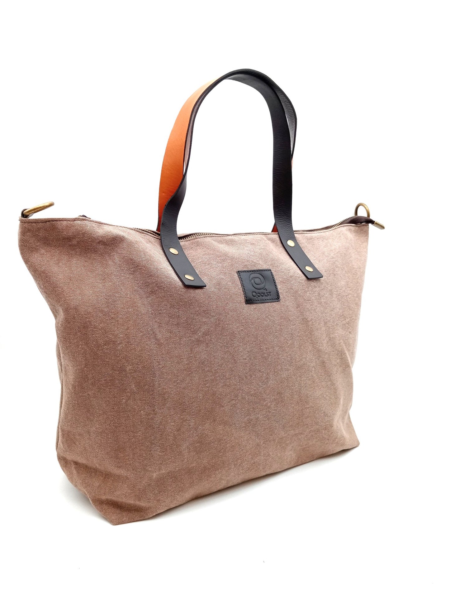 Sac pour femme et homme main et épaule Shopper Trotter cuir et toile de coton Qoolst