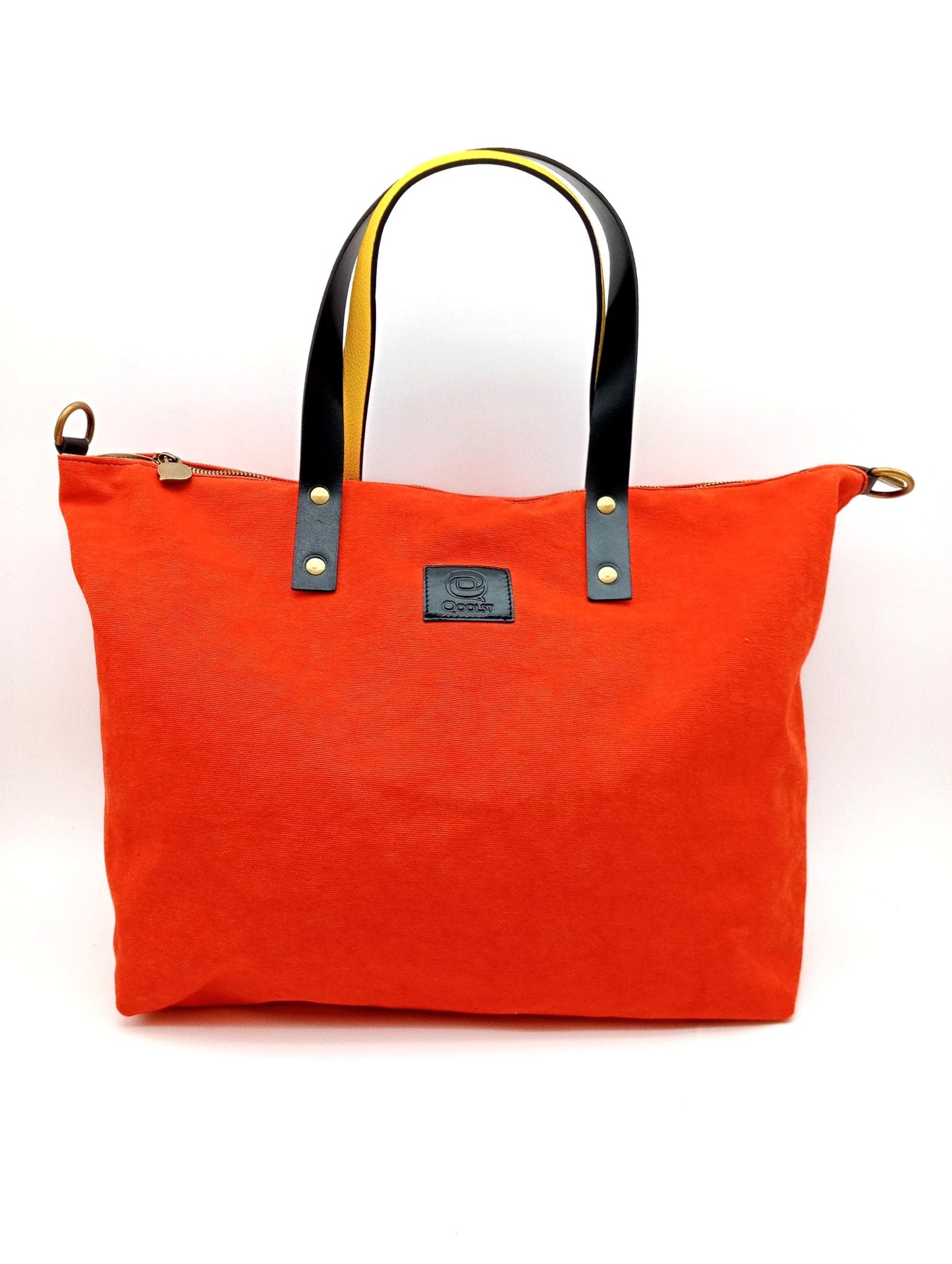 Sac pour femme et homme main et épaule Shopper Trotter cuir et toile de coton Qoolst