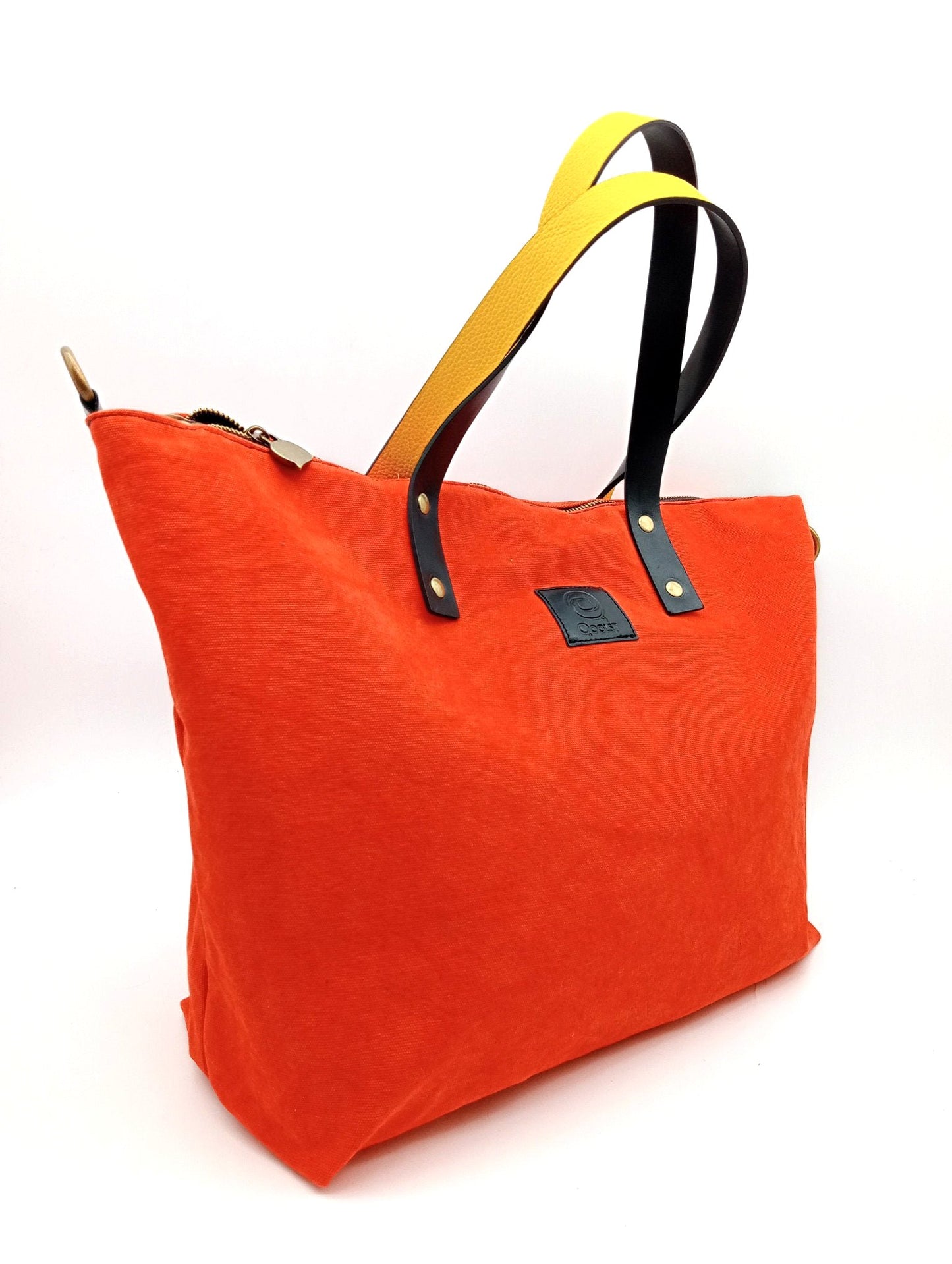 Sac pour femme et homme main et épaule Shopper Trotter cuir et toile de coton Qoolst