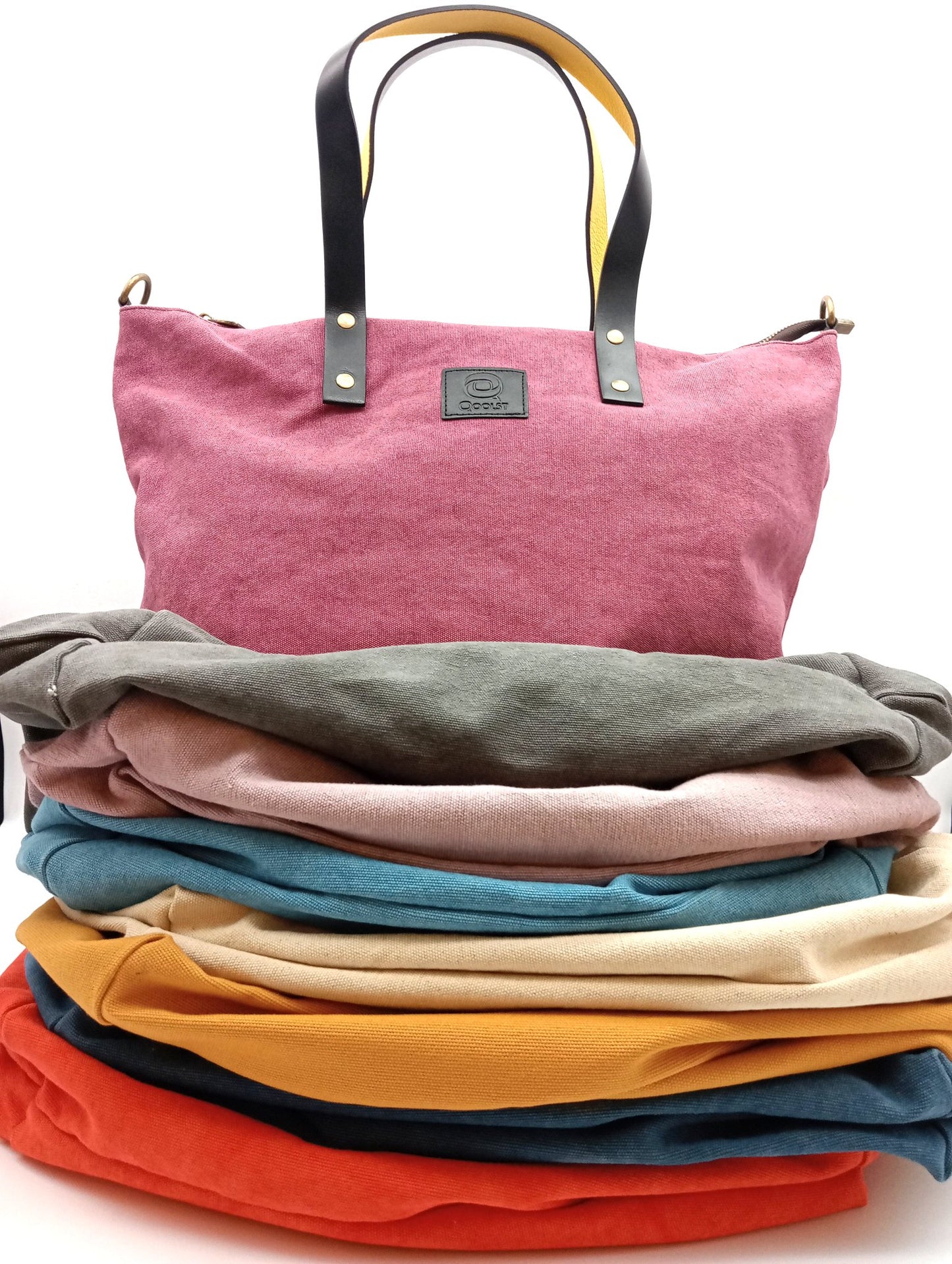 Sac pour femme et homme main et épaule Shopper Trotter cuir et toile de coton Qoolst