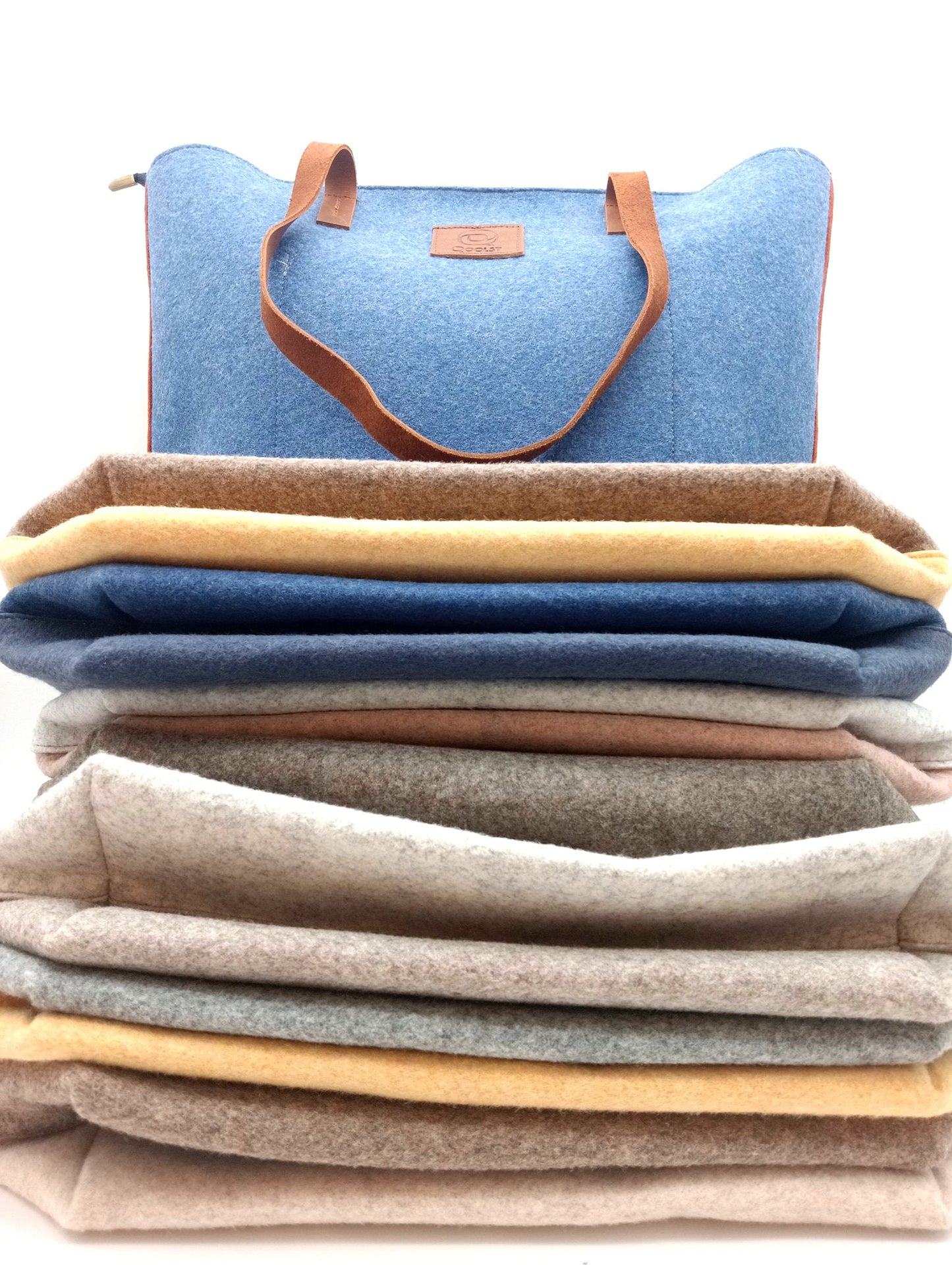 Sac cabas femme épaule et main Qoolst Feutre Recyclé Bicolore