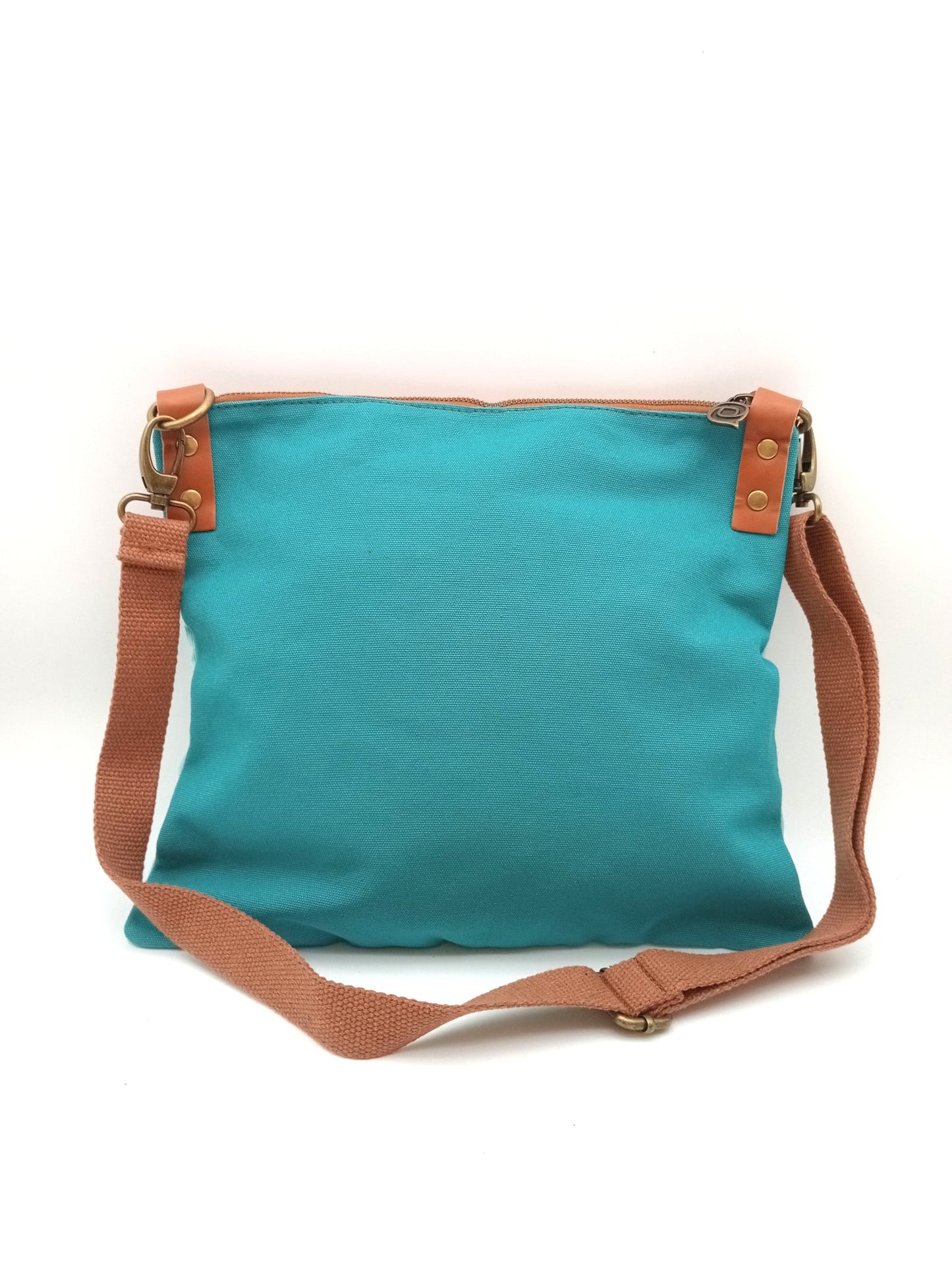 Sac bandoulière Candy Qoolst en coton bicolore et cuir régénéré pour femme et homme