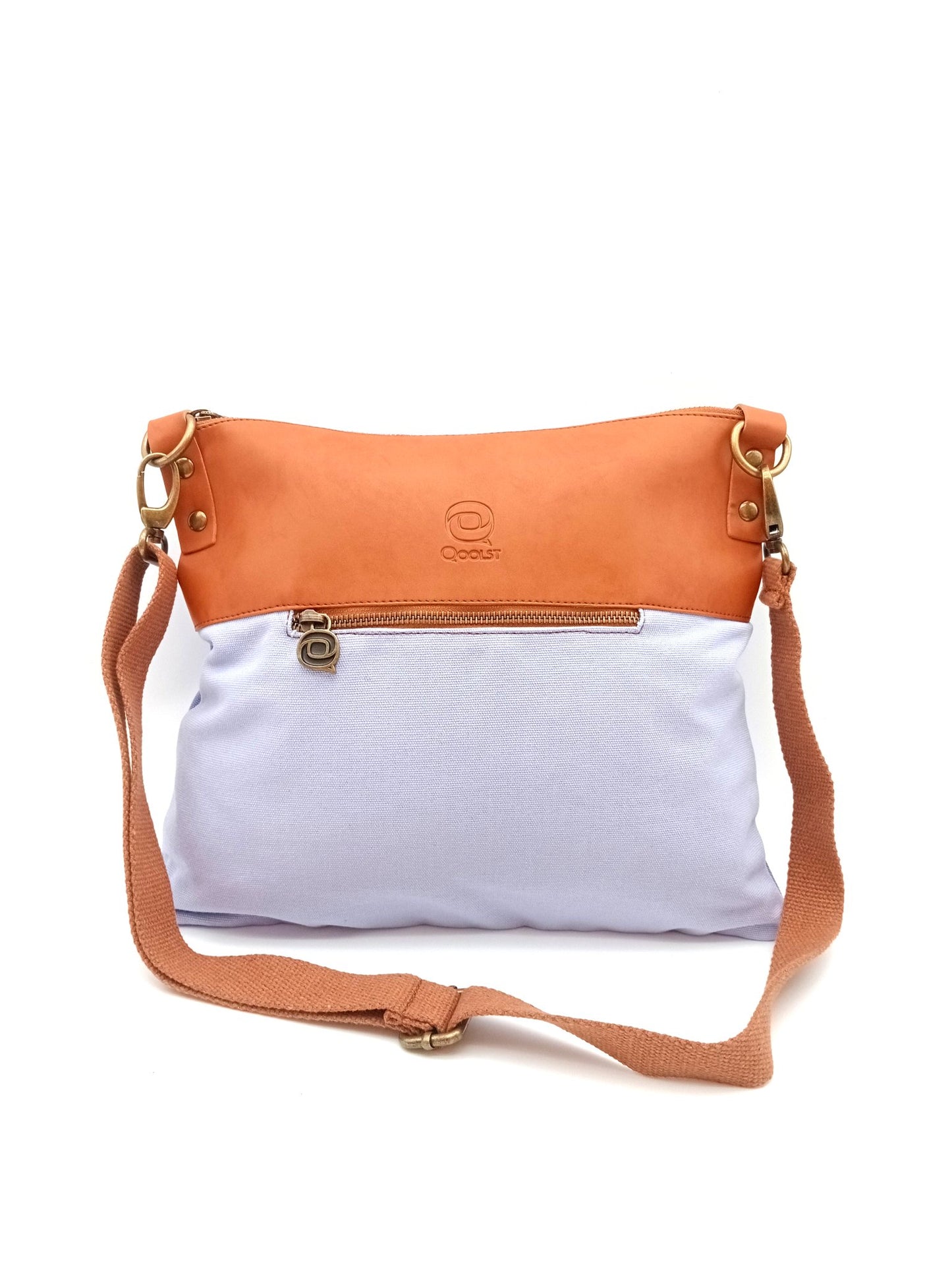 Sac bandoulière Candy Qoolst en coton bicolore et cuir régénéré pour femme et homme