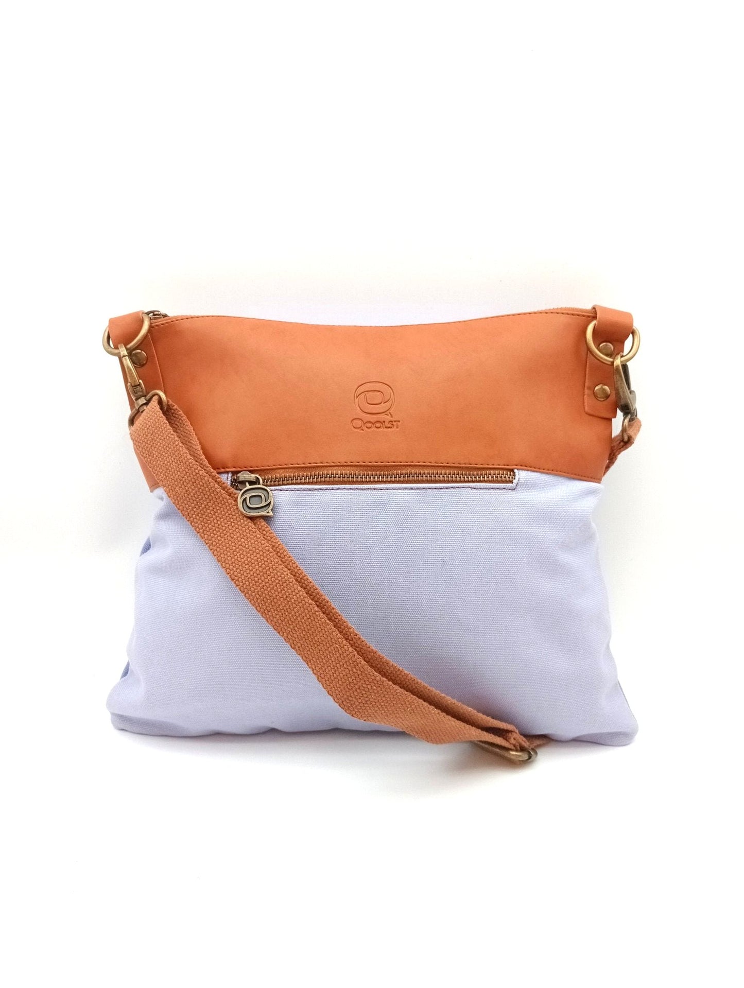 Sac bandoulière Candy Qoolst en coton bicolore et cuir régénéré pour femme et homme