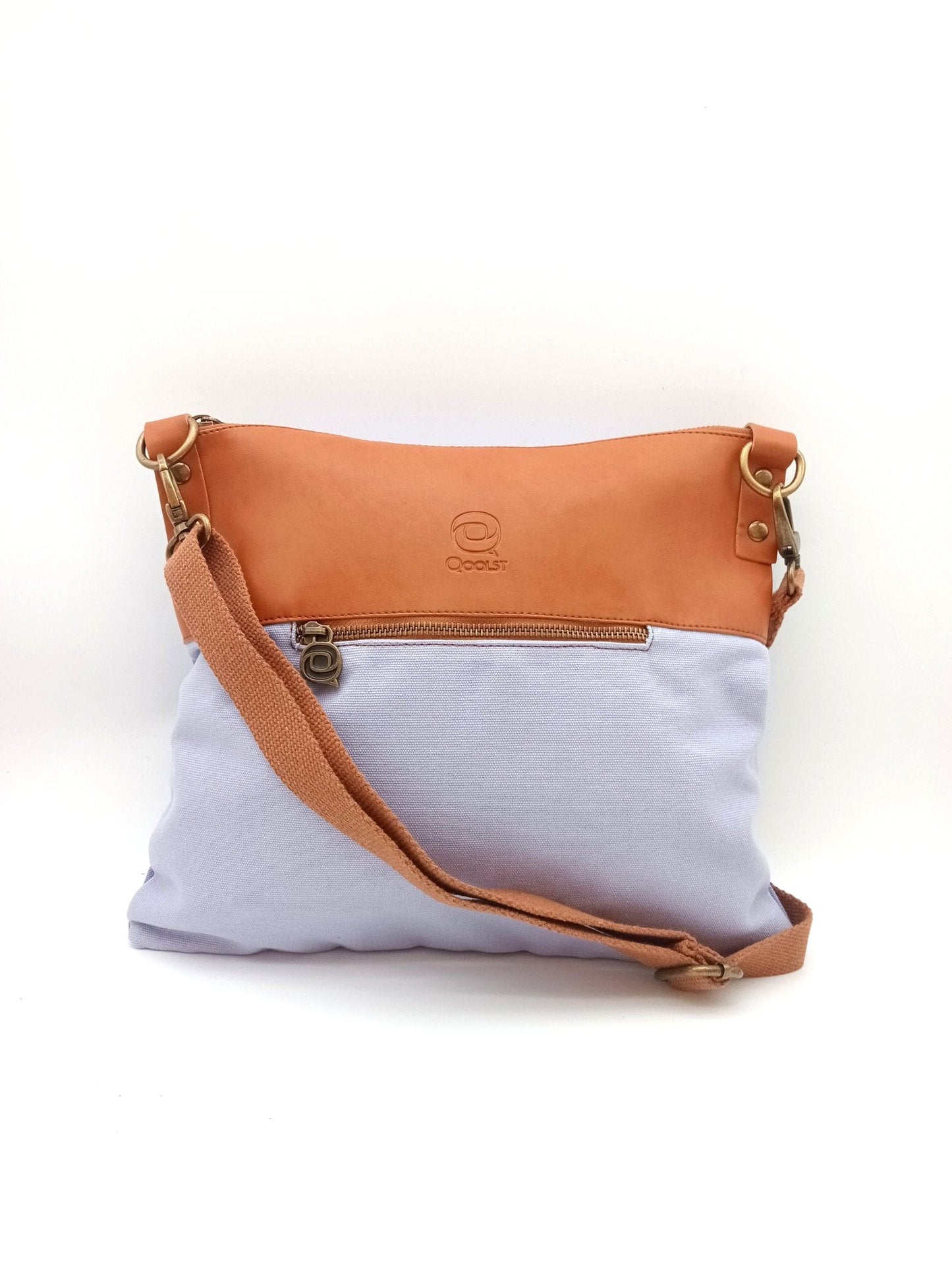 Sac bandoulière Candy Qoolst en coton bicolore et cuir régénéré pour femme et homme