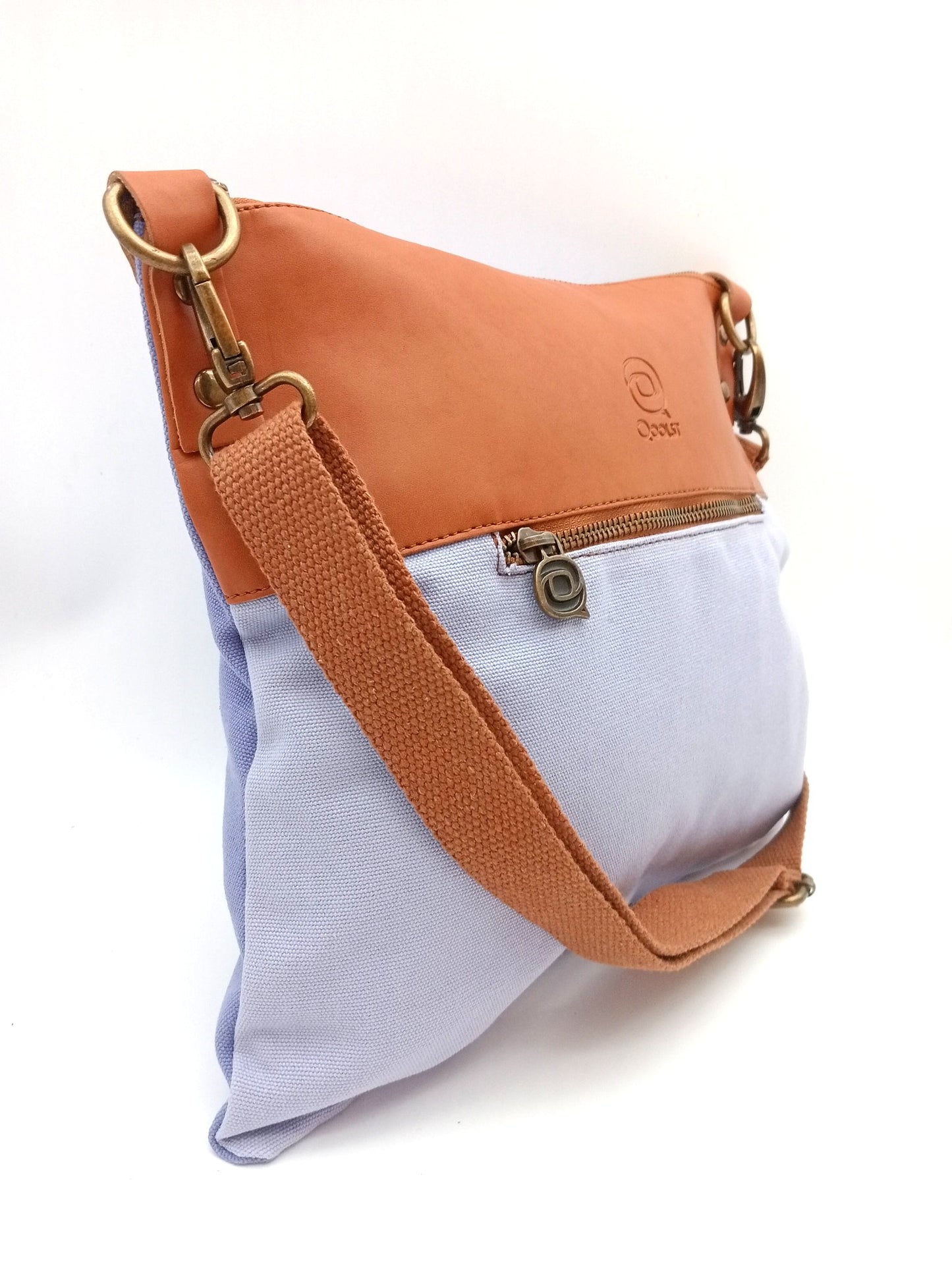Sac bandoulière Candy Qoolst en coton bicolore et cuir régénéré pour femme et homme