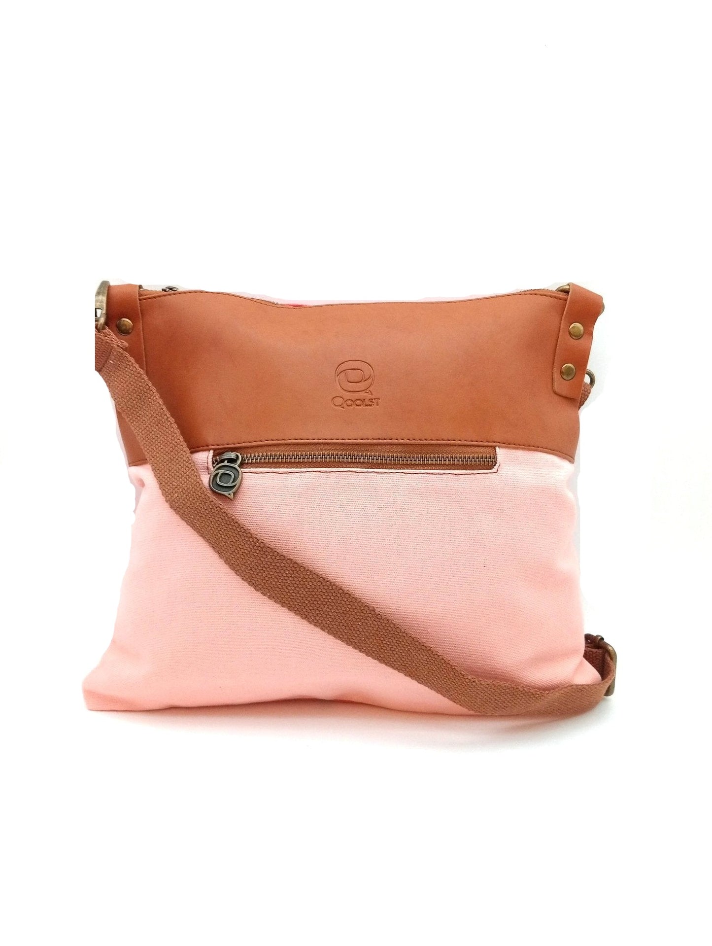 Sac bandoulière Candy Qoolst en coton bicolore et cuir régénéré pour femme et homme