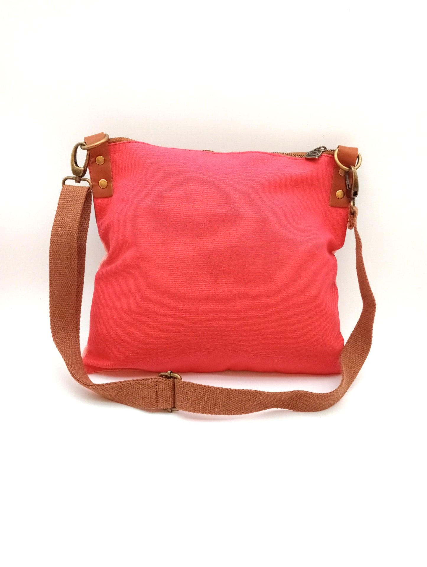 Sac bandoulière Candy Qoolst en coton bicolore et cuir régénéré pour femme et homme