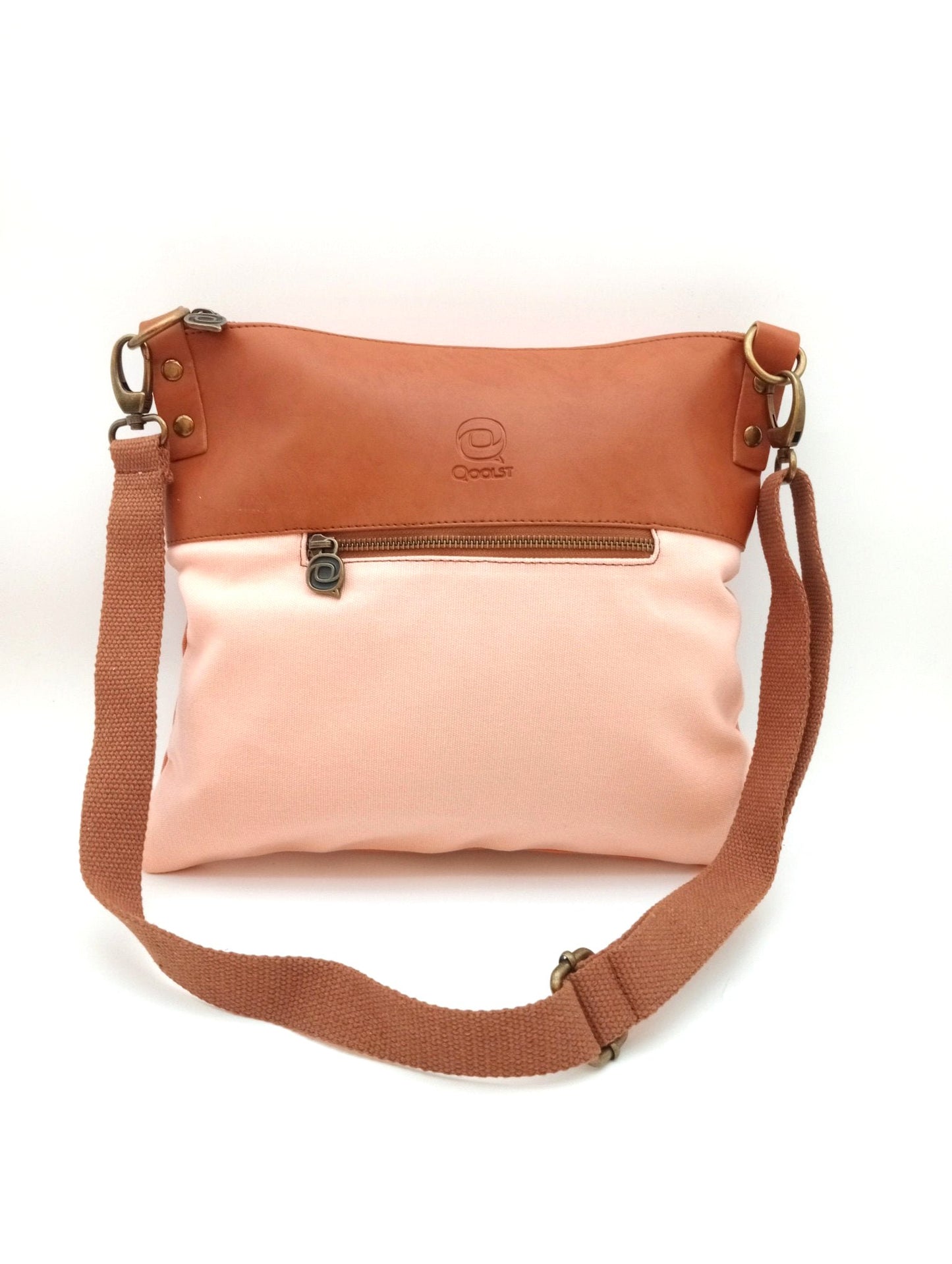 Sac bandoulière Candy Qoolst en coton bicolore et cuir régénéré pour femme et homme