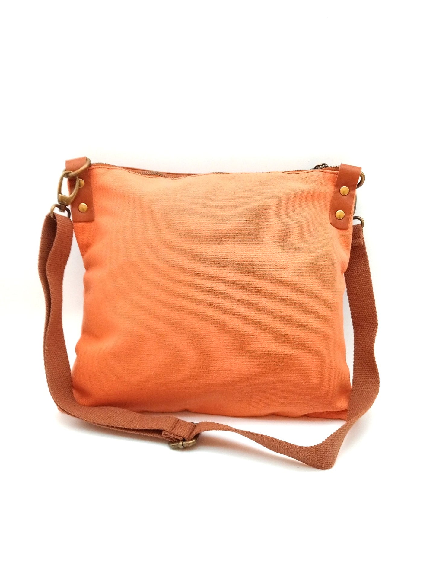 Sac bandoulière Candy Qoolst en coton bicolore et cuir régénéré pour femme et homme