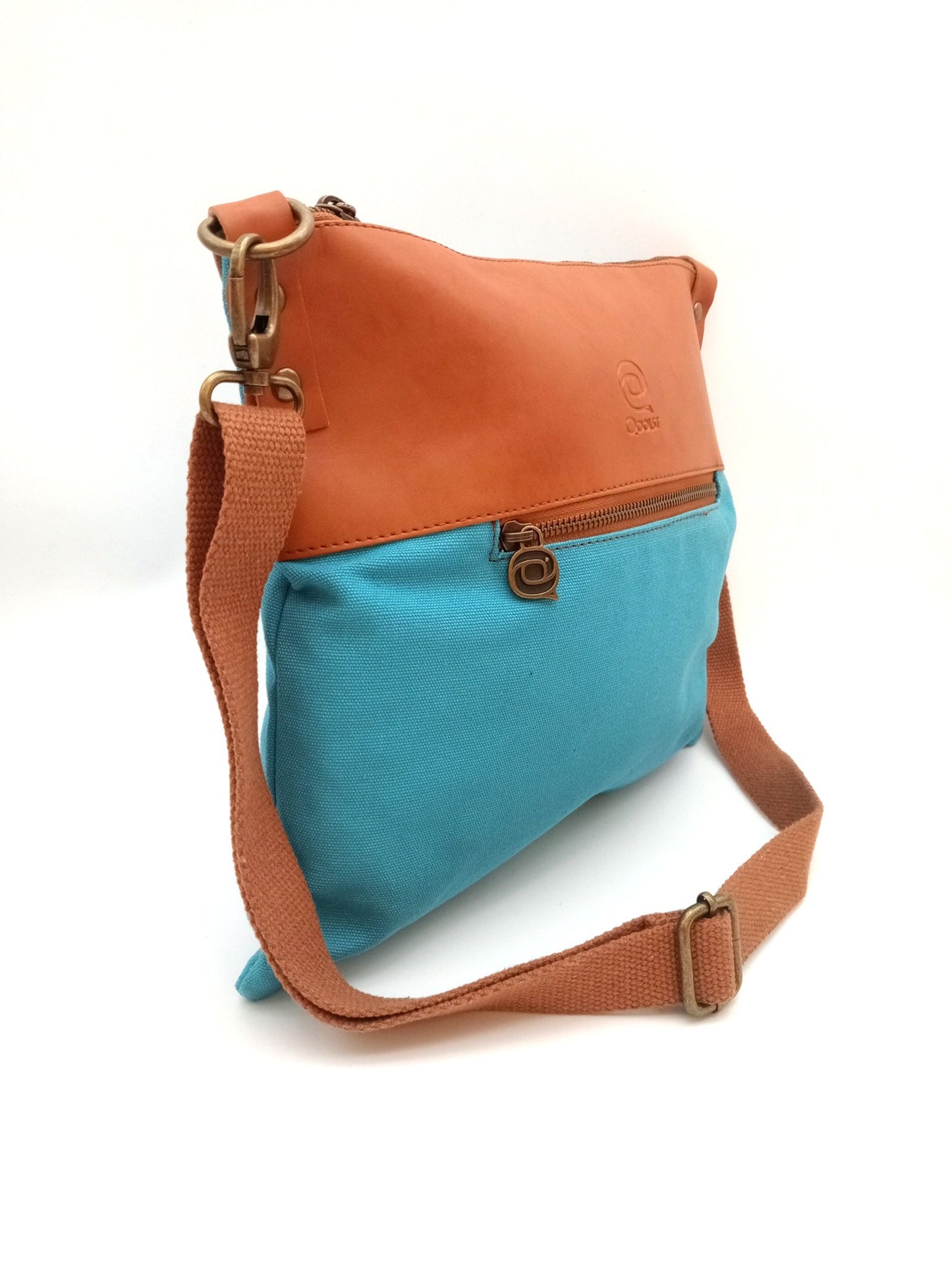 Sac bandoulière en coton et cuir régénéré Candy Qoolst pour femme et homme