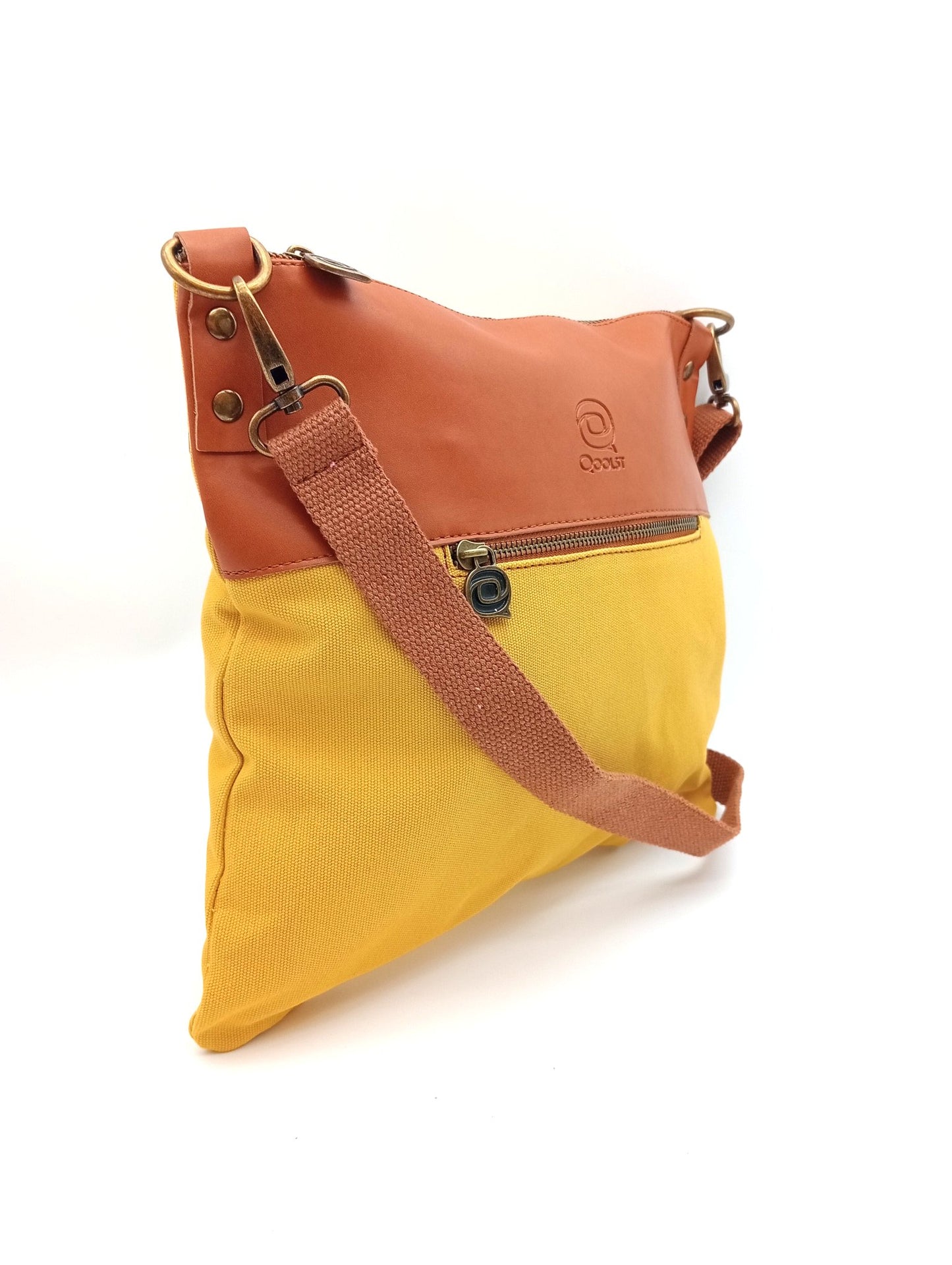 Sac bandoulière en coton et cuir régénéré Candy Qoolst pour femme et homme