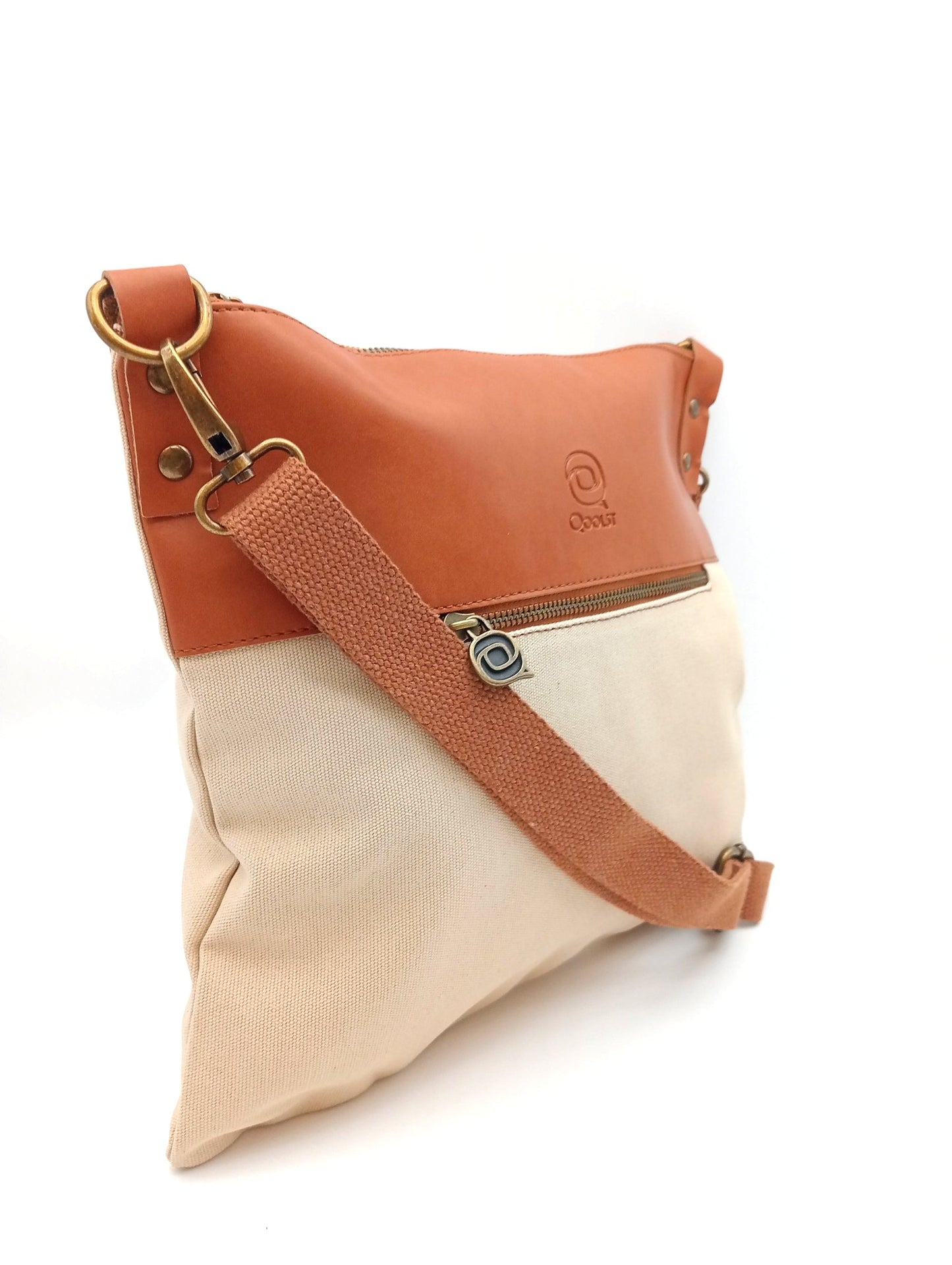 Sac bandoulière en coton et cuir régénéré Candy Qoolst pour femme et homme