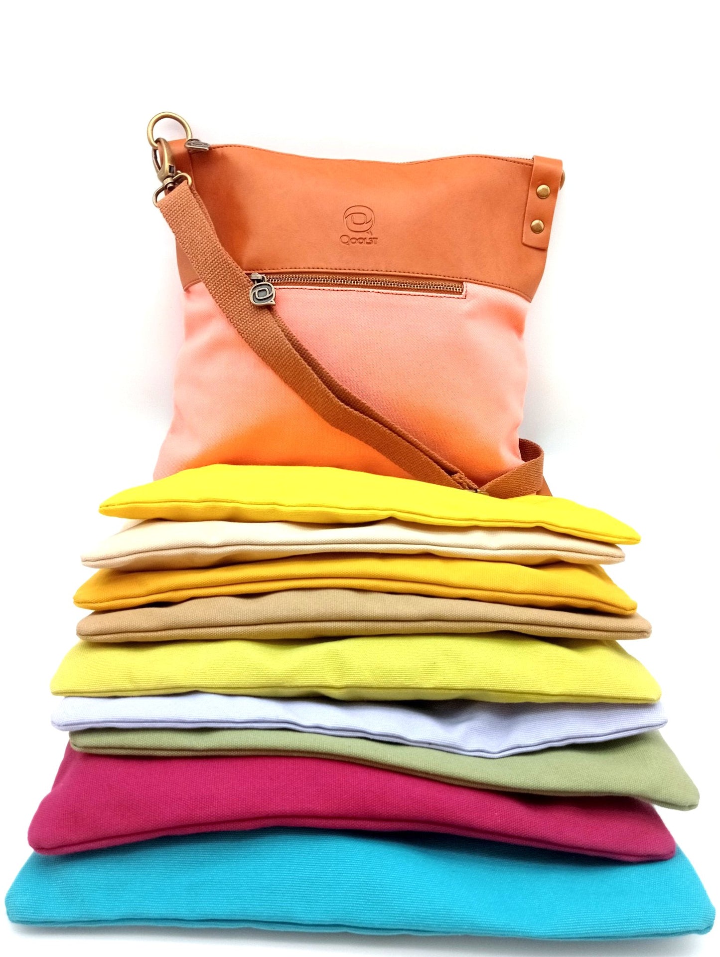 Sac bandoulière en coton et cuir régénéré Candy Qoolst pour femme et homme