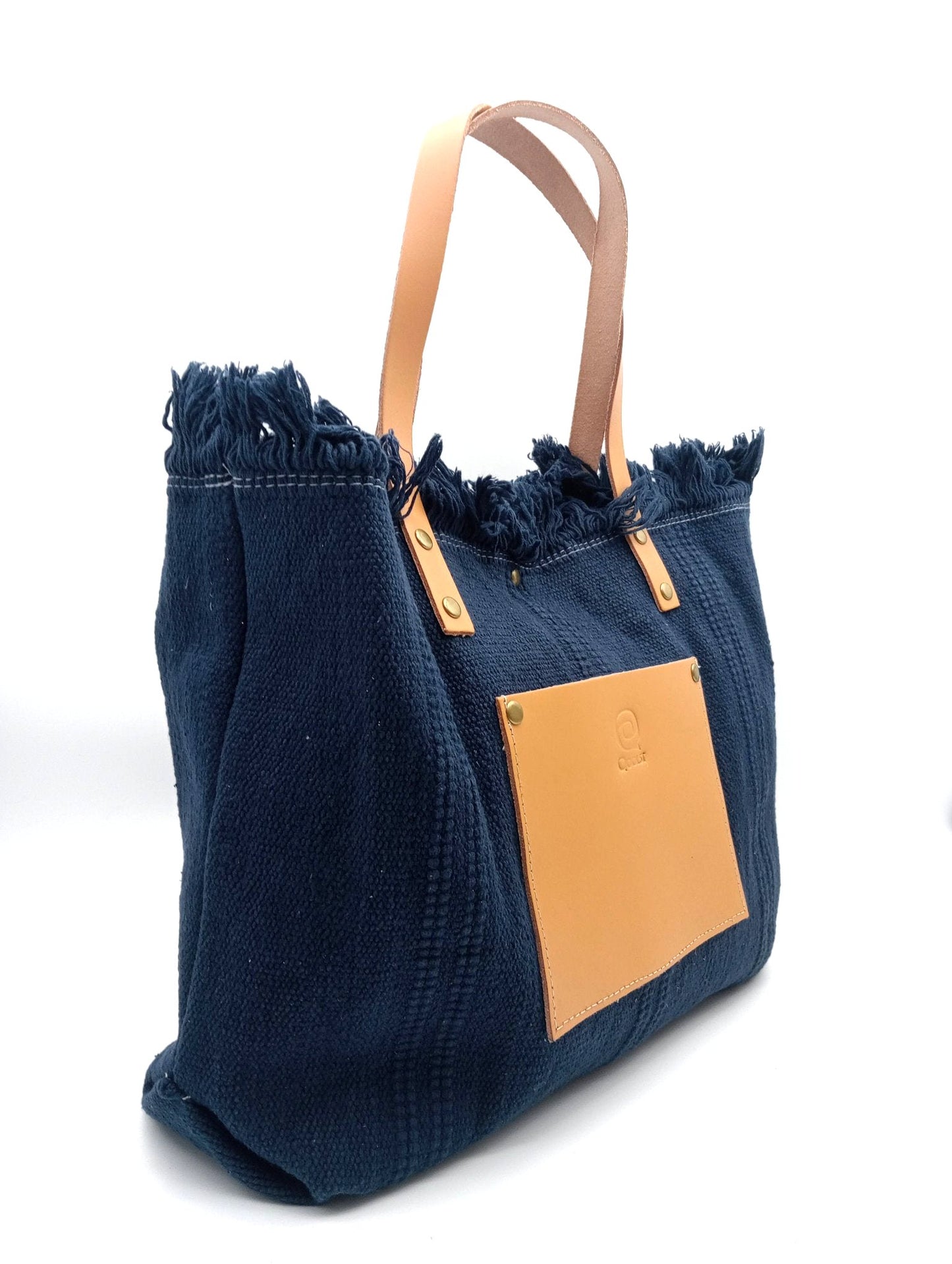 Qoolst Shopper en coton pour femme avec poche en cuir XL