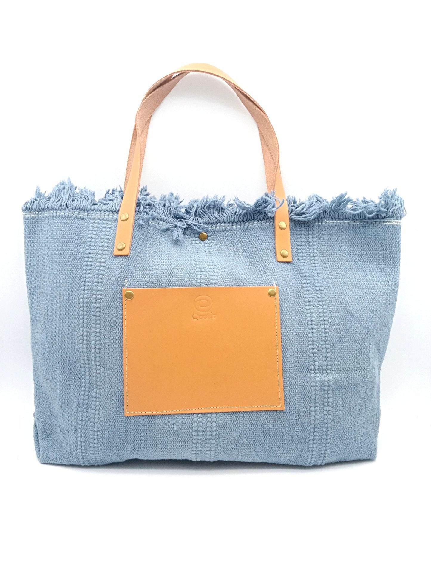 Qoolst Shopper en coton pour femme avec poche en cuir XL