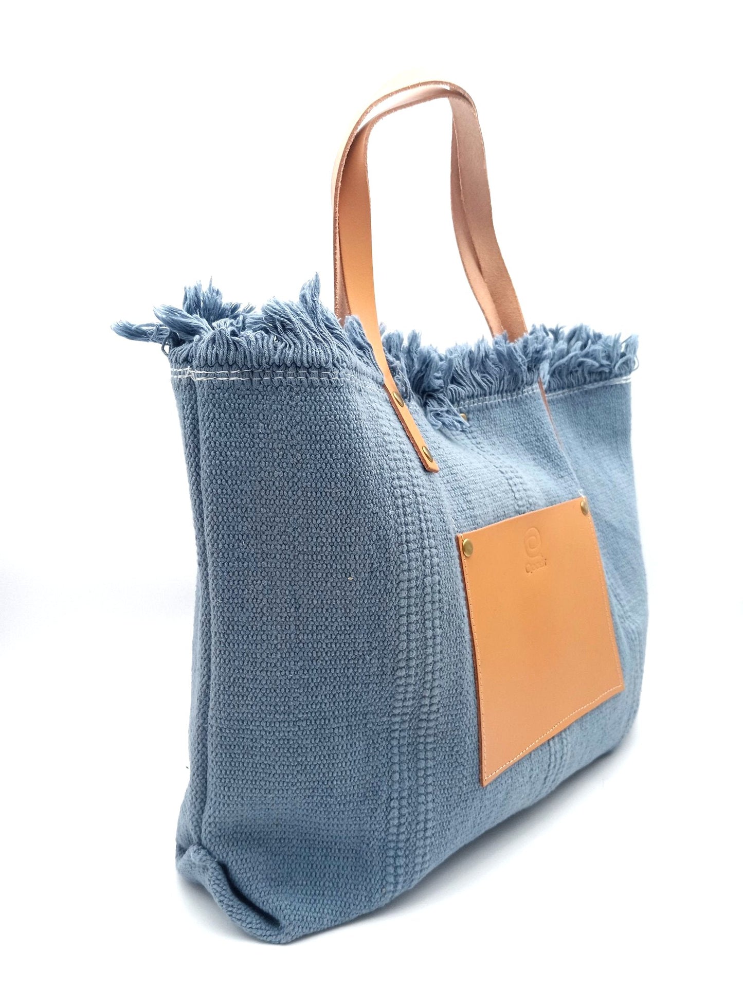 Qoolst Shopper en coton pour femme avec poche en cuir XL