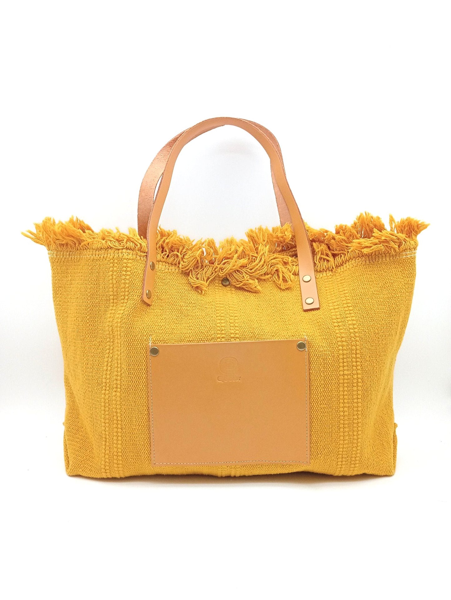 Qoolst Shopper en coton pour femme avec poche en cuir XL