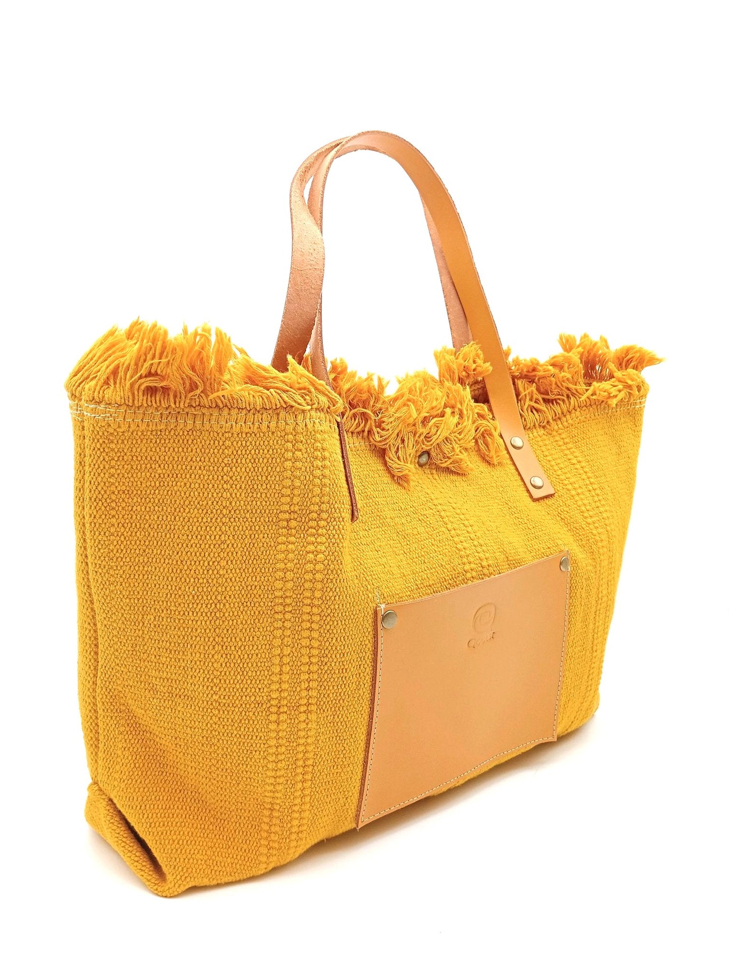 Qoolst Shopper en coton pour femme avec poche en cuir XL