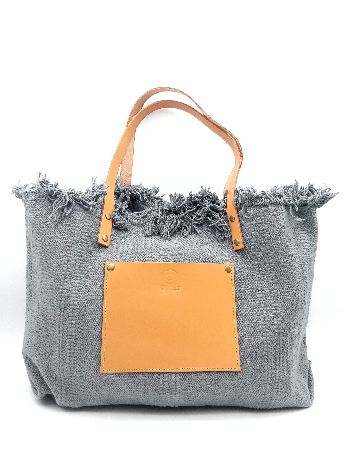 Qoolst Shopper en coton pour femme avec poche en cuir XL