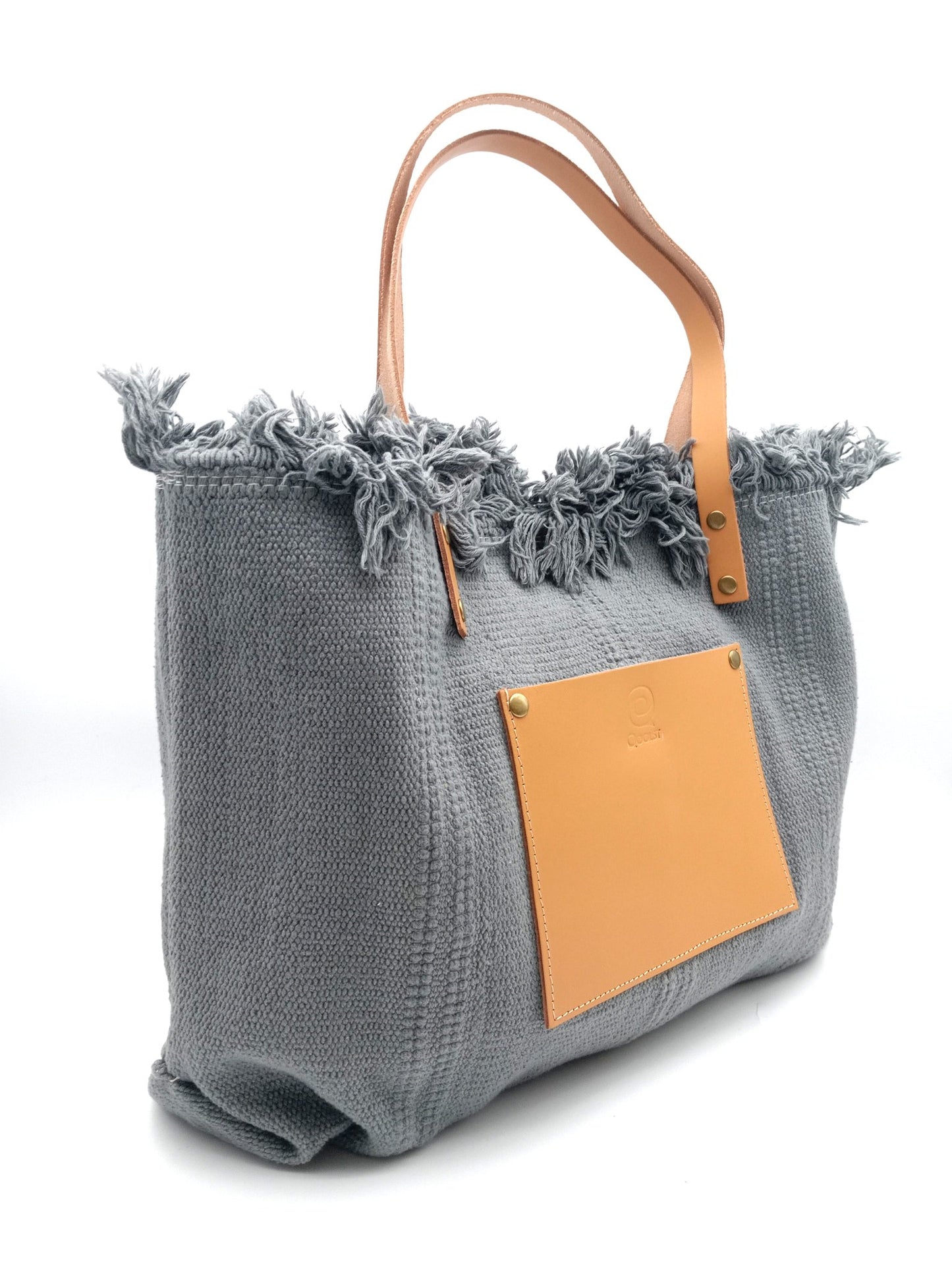 Qoolst Shopper en coton pour femme avec poche en cuir XL