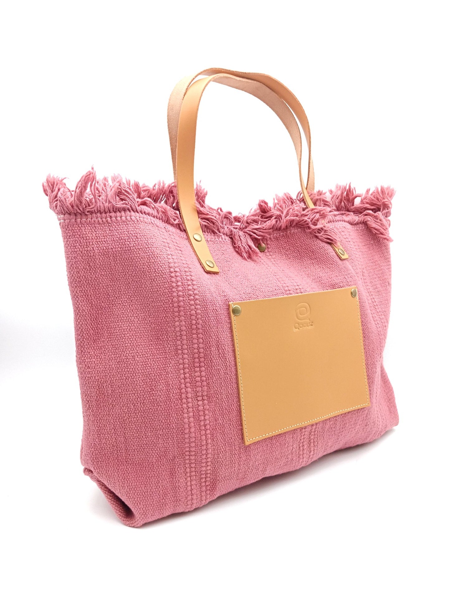 Qoolst Shopper en coton pour femme avec poche en cuir XL