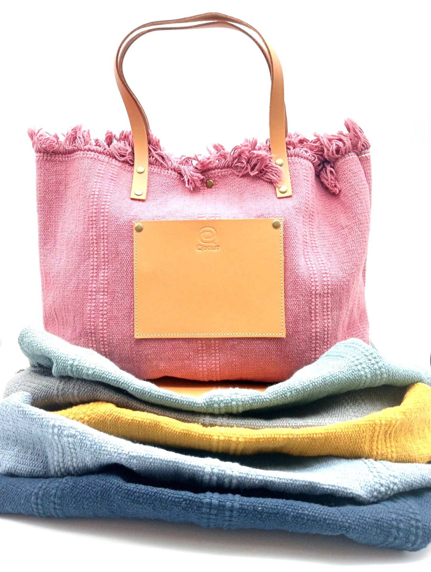 Qoolst Shopper en coton pour femme avec poche en cuir XL