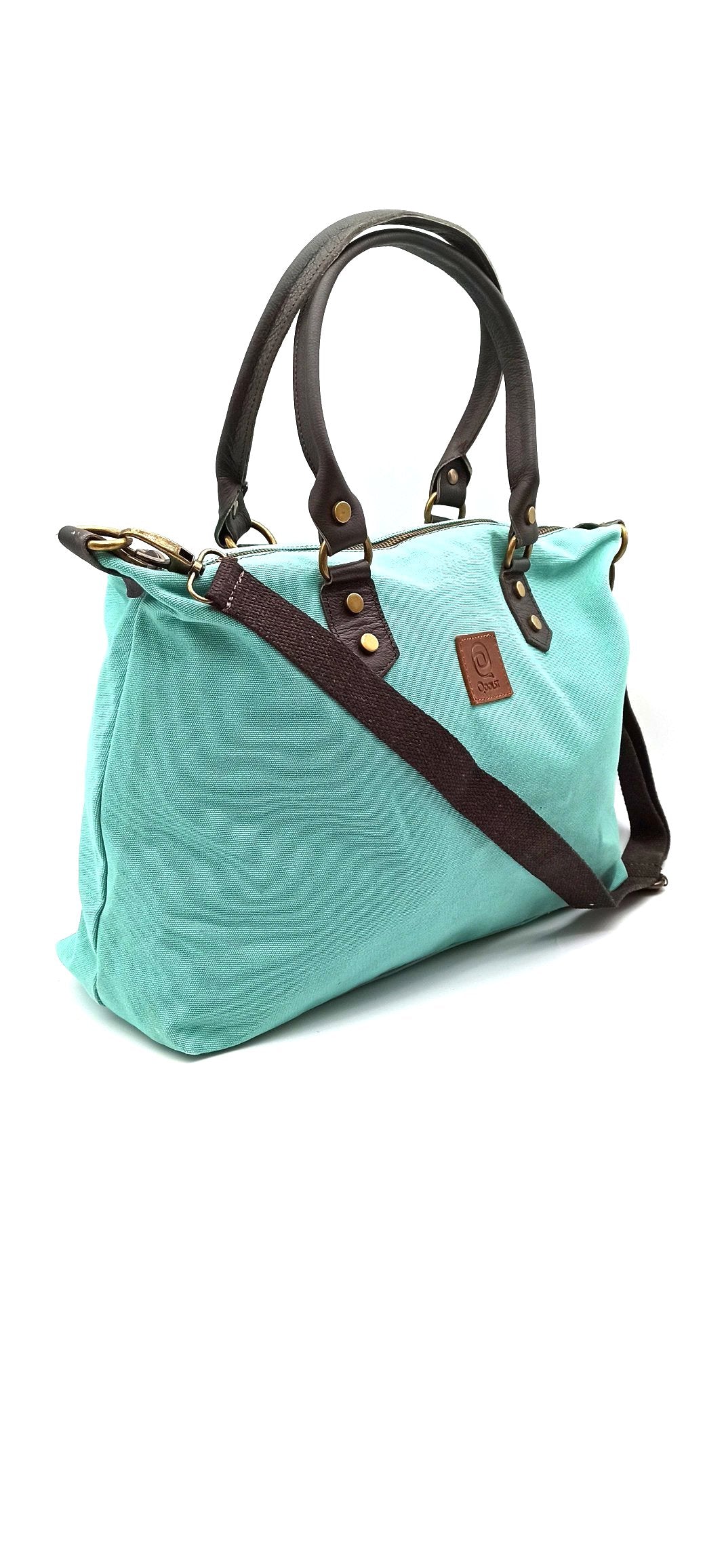 Baggy sac à bandoulière shopper unisexe en coton et cuir Qoolst pour femmes et hommes