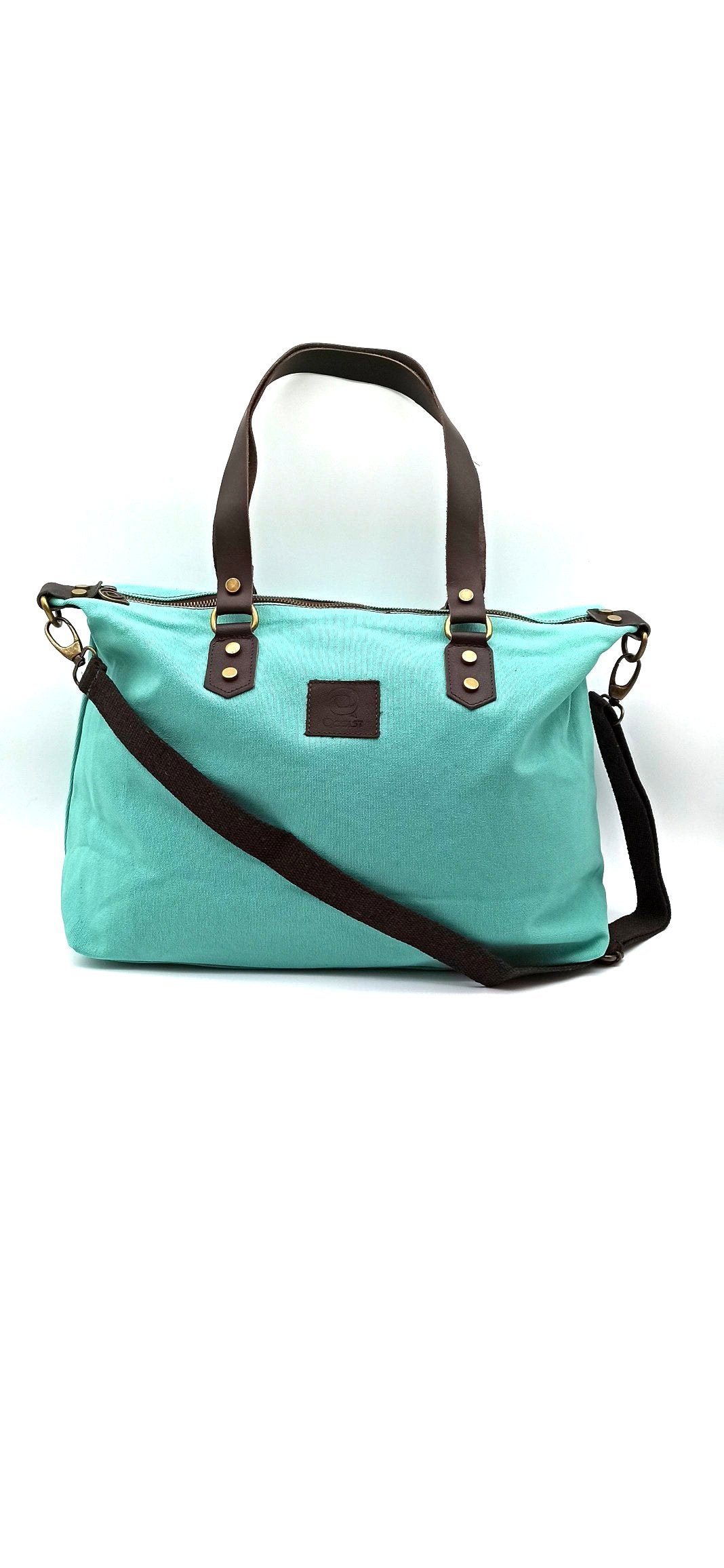Baggy sac à bandoulière shopper unisexe en coton et cuir Qoolst pour femmes et hommes