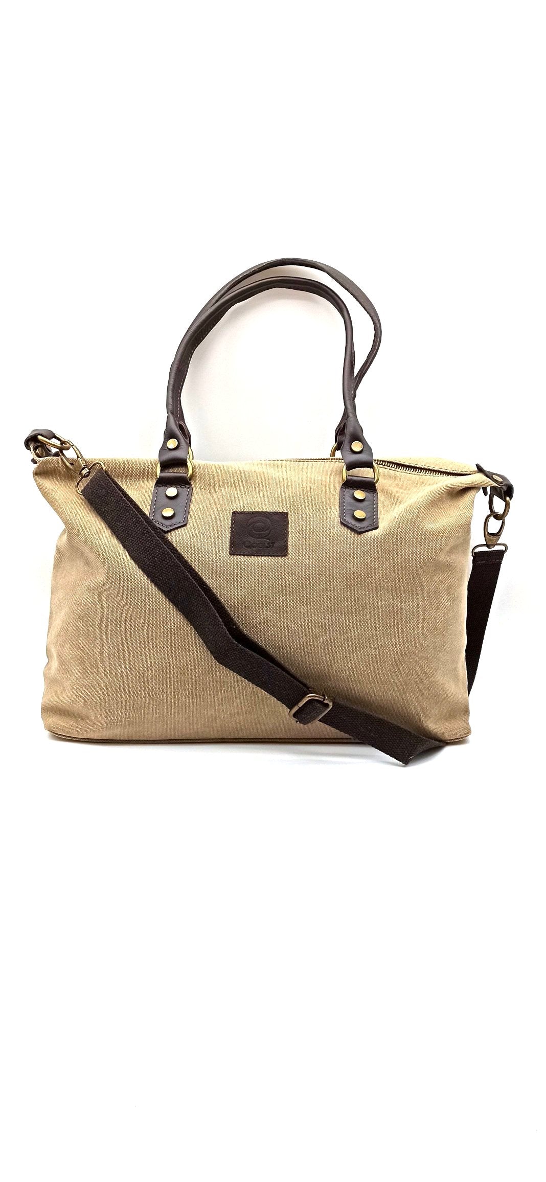 Baggy sac à bandoulière shopper unisexe en coton et cuir Qoolst pour femmes et hommes
