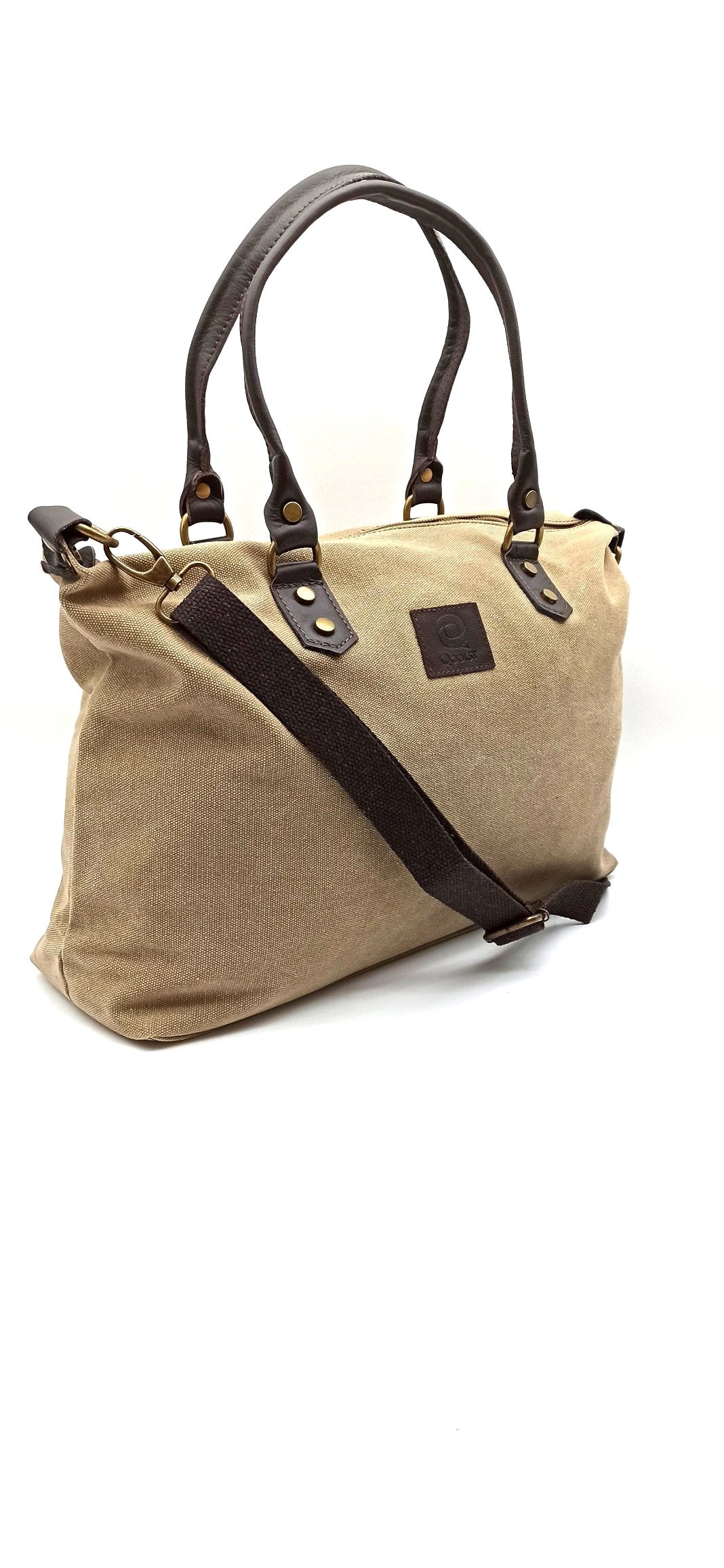 Baggy sac à bandoulière shopper unisexe en coton et cuir Qoolst pour femmes et hommes