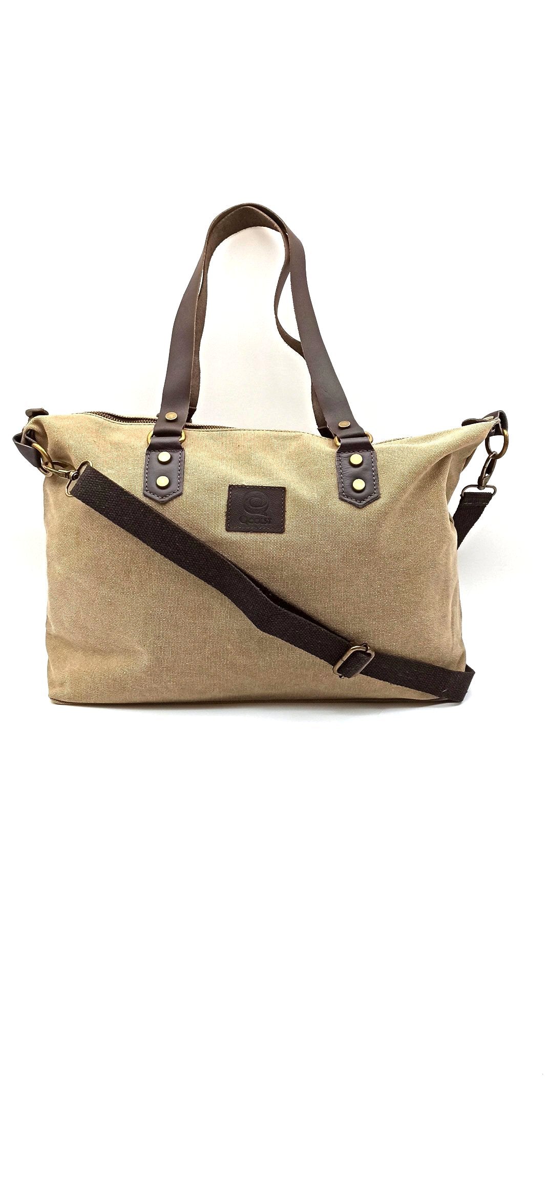 Baggy sac à bandoulière shopper unisexe en coton et cuir Qoolst pour femmes et hommes