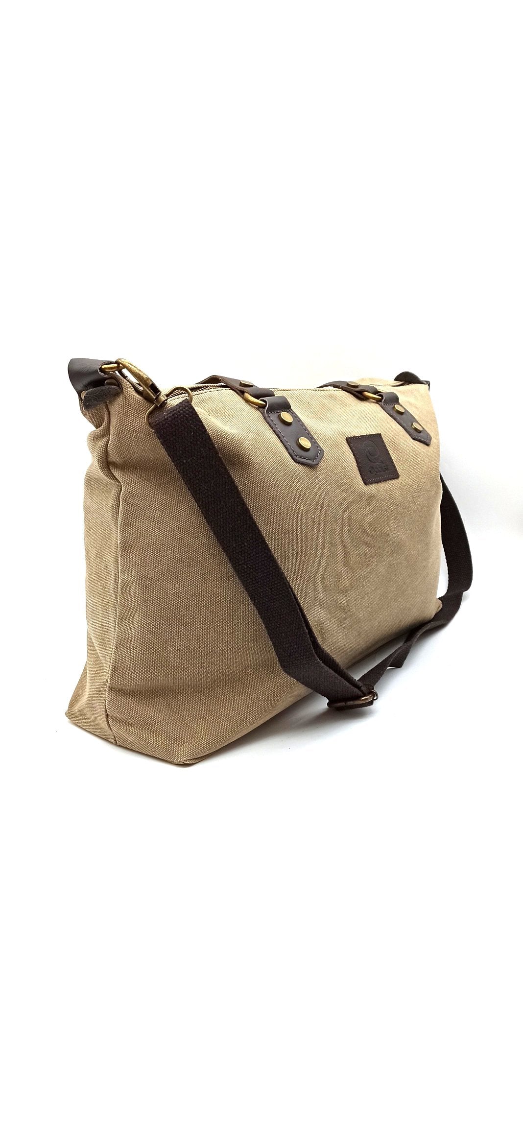 Baggy sac à bandoulière shopper unisexe en coton et cuir Qoolst pour femmes et hommes