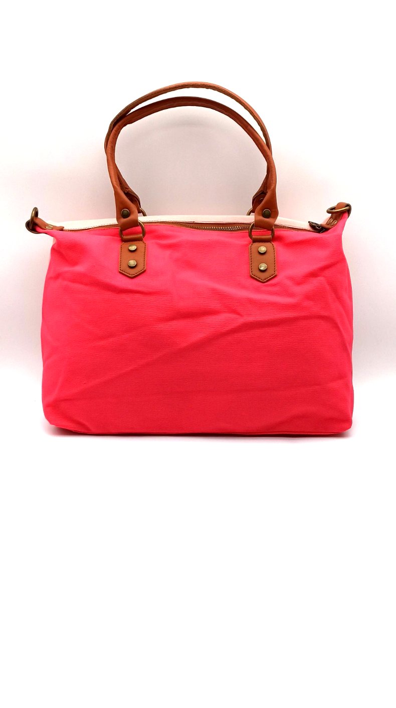 Sac bandoulière pour femme et homme shopper Baggy Bicolor coton et cuir régénéré Qoolst