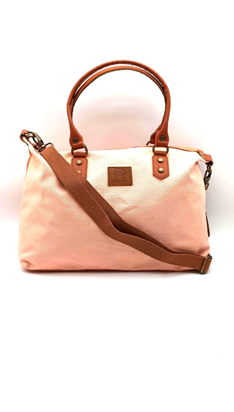 Sac bandoulière pour femme et homme shopper Baggy Bicolor coton et cuir régénéré Qoolst