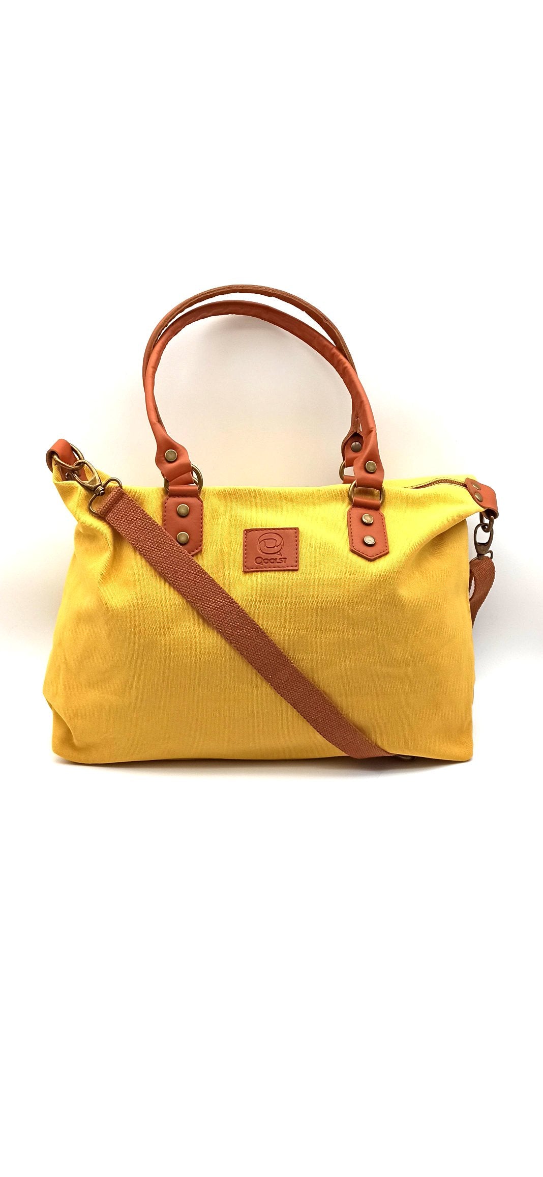 Baggy sac à bandoulière shopper unisexe en coton et cuir régénéré Qoolst pour femmes et hommes