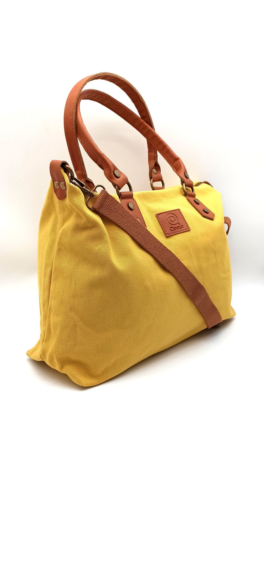 Baggy sac à bandoulière shopper unisexe en coton et cuir régénéré Qoolst pour femmes et hommes