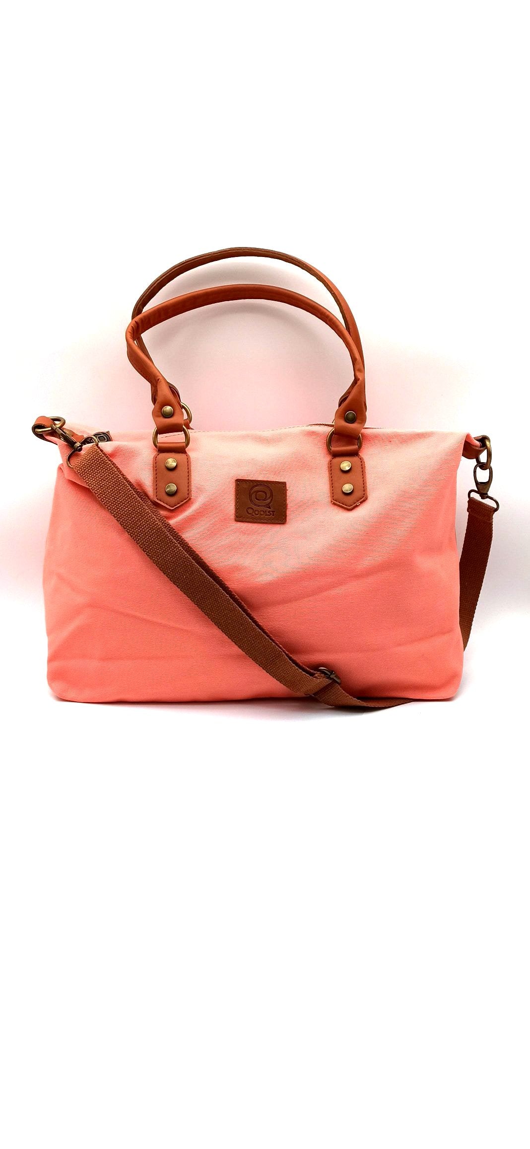 Baggy sac à bandoulière shopper unisexe en coton et cuir régénéré Qoolst pour femmes et hommes