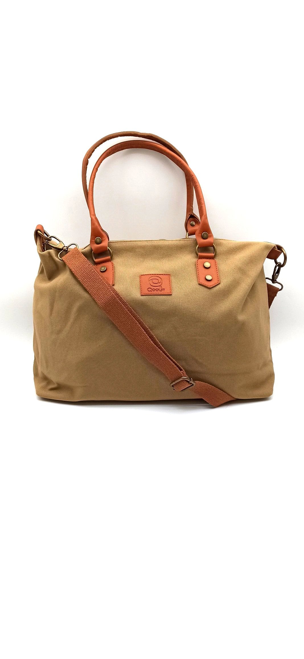 Baggy sac à bandoulière shopper unisexe en coton et cuir régénéré Qoolst pour femmes et hommes