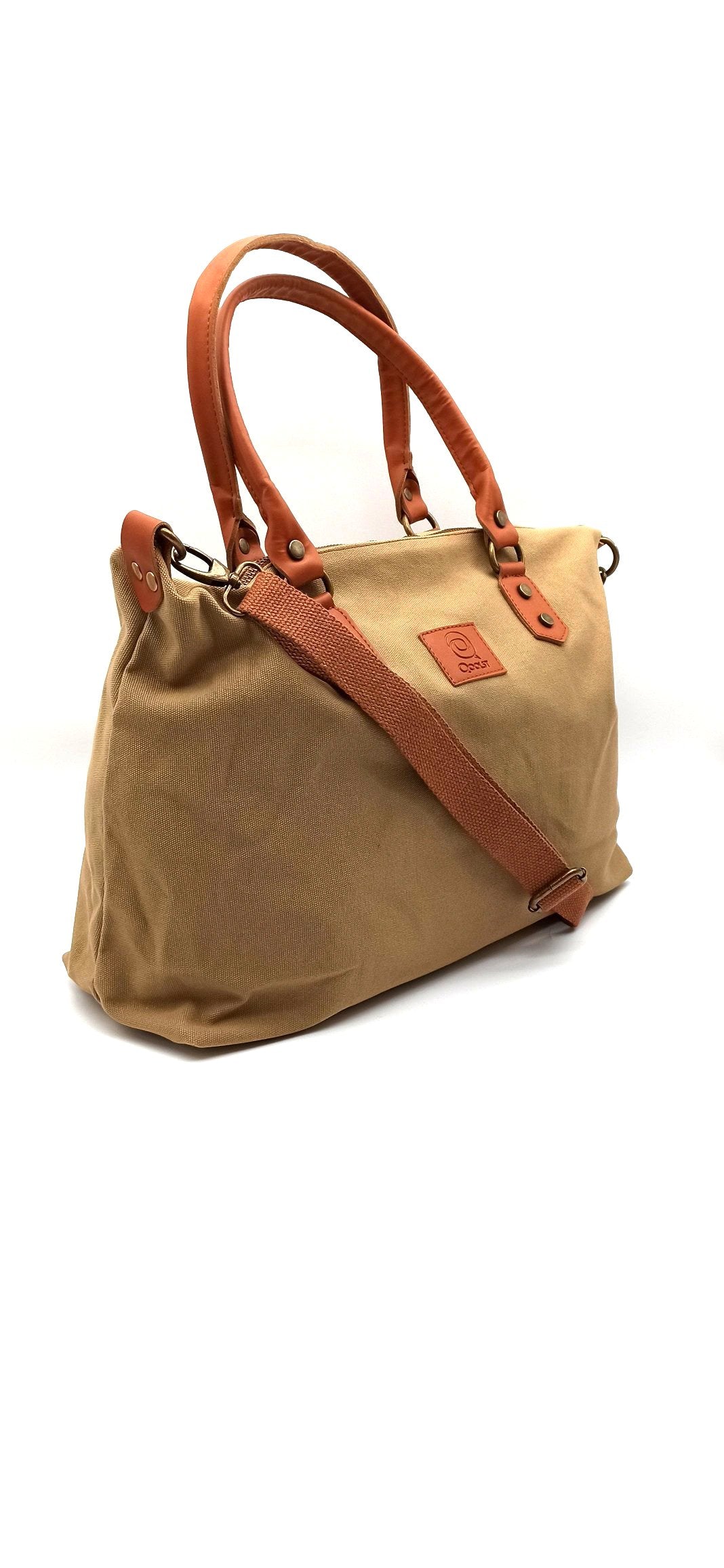 Baggy sac à bandoulière shopper unisexe en coton et cuir régénéré Qoolst pour femmes et hommes