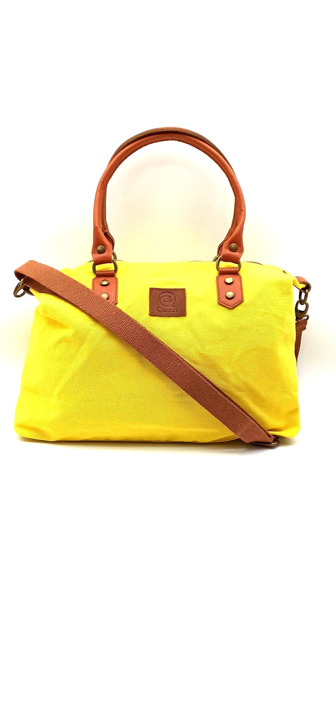 Baggy sac à bandoulière shopper unisexe en coton et cuir régénéré Qoolst pour femmes et hommes