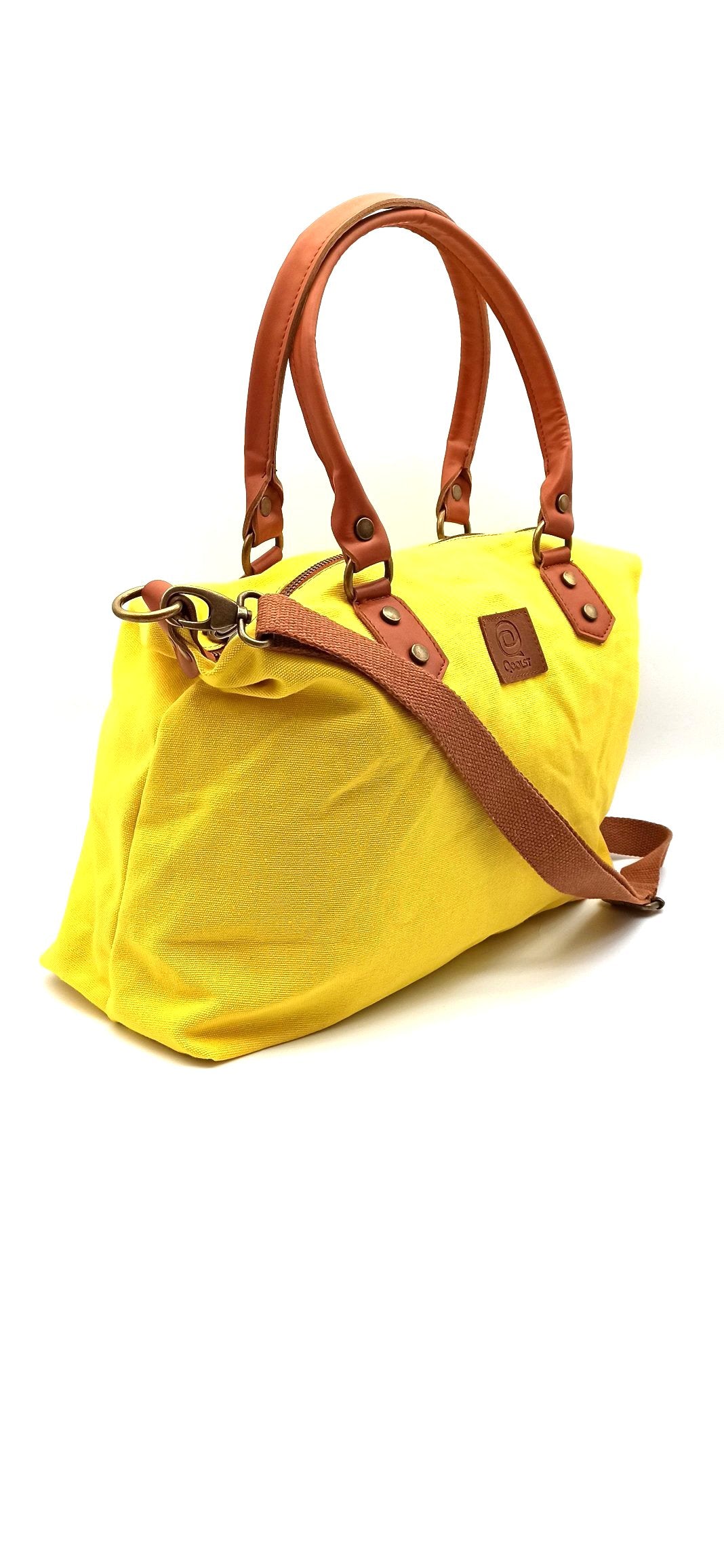 Baggy sac à bandoulière shopper unisexe en coton et cuir régénéré Qoolst pour femmes et hommes