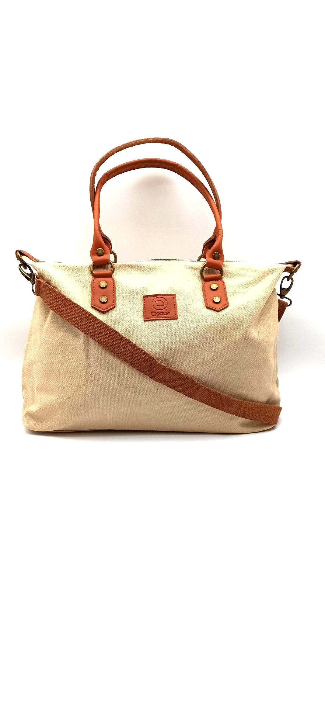 Baggy sac à bandoulière shopper unisexe en coton et cuir régénéré Qoolst pour femmes et hommes