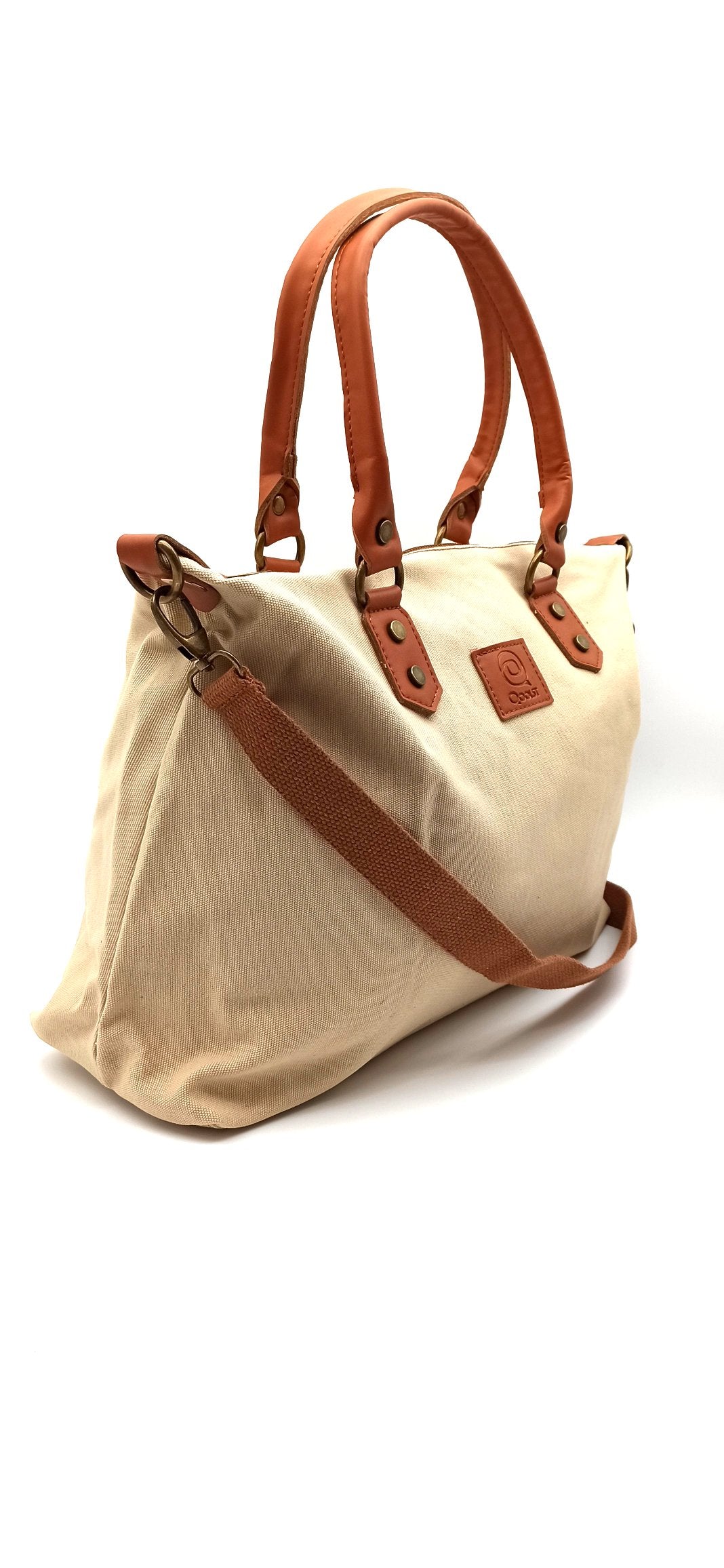 Baggy sac à bandoulière shopper unisexe en coton et cuir régénéré Qoolst pour femmes et hommes