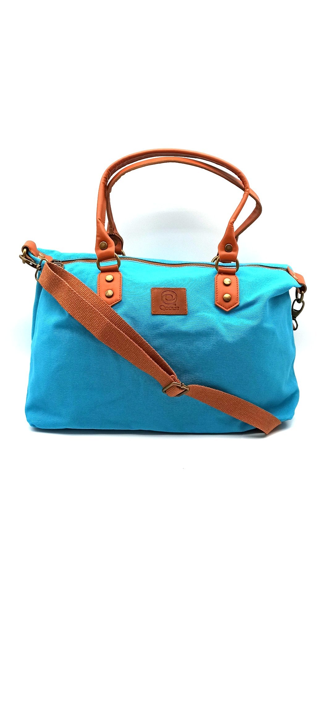 Baggy sac à bandoulière shopper unisexe en coton et cuir régénéré Qoolst pour femmes et hommes